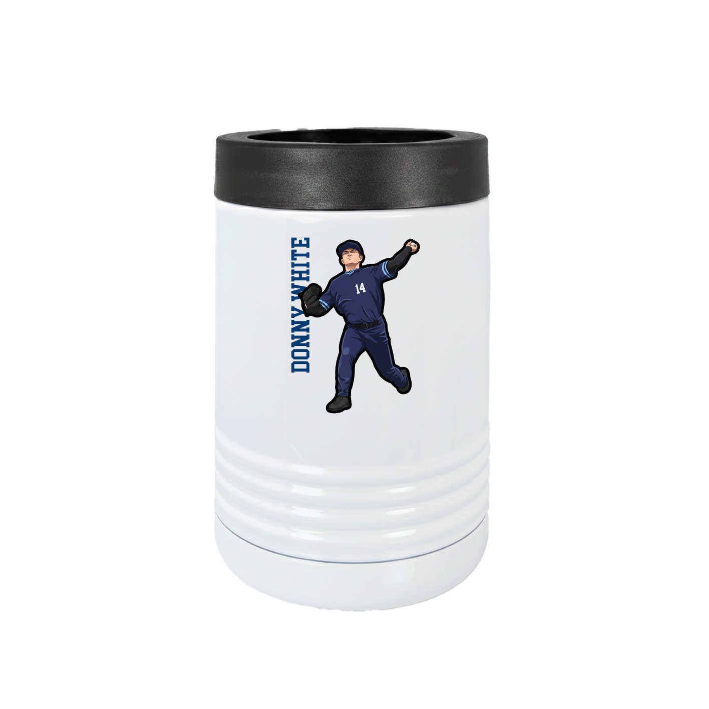 Beverage Holder — Name Vertical in White