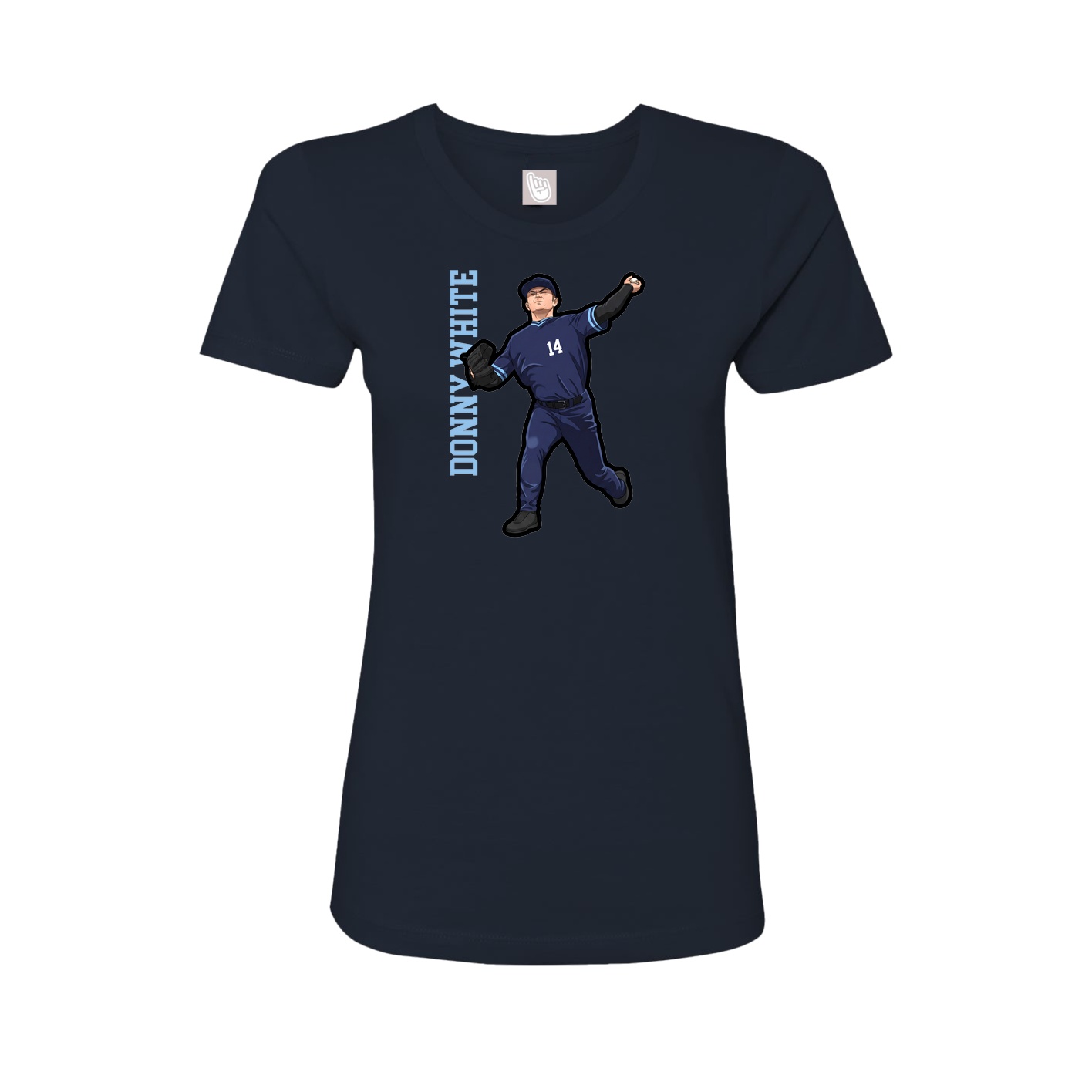 Fitted Women's Tee — Name Vertical in Navy
