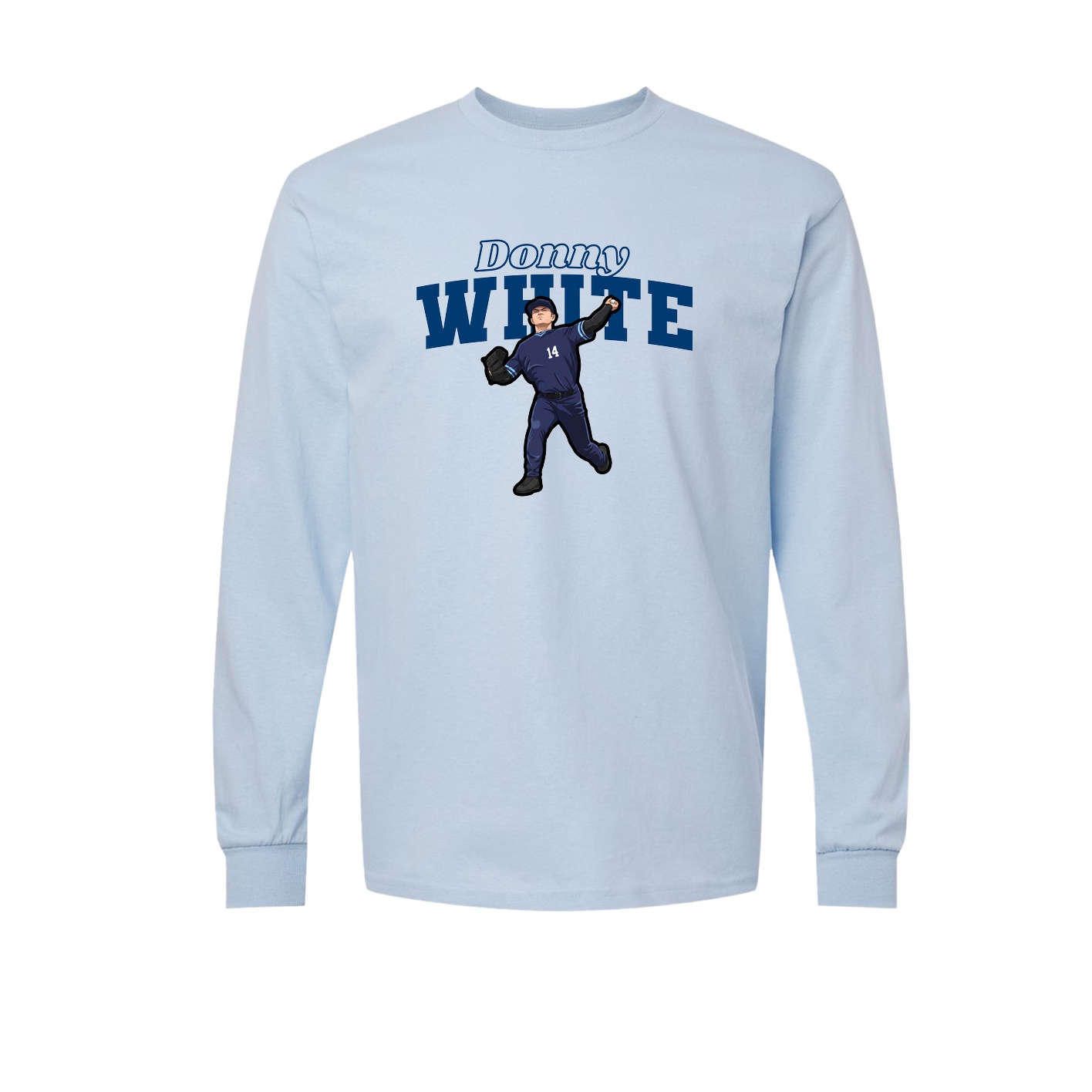Long Sleeve Tee — Name Arch in Light Blue