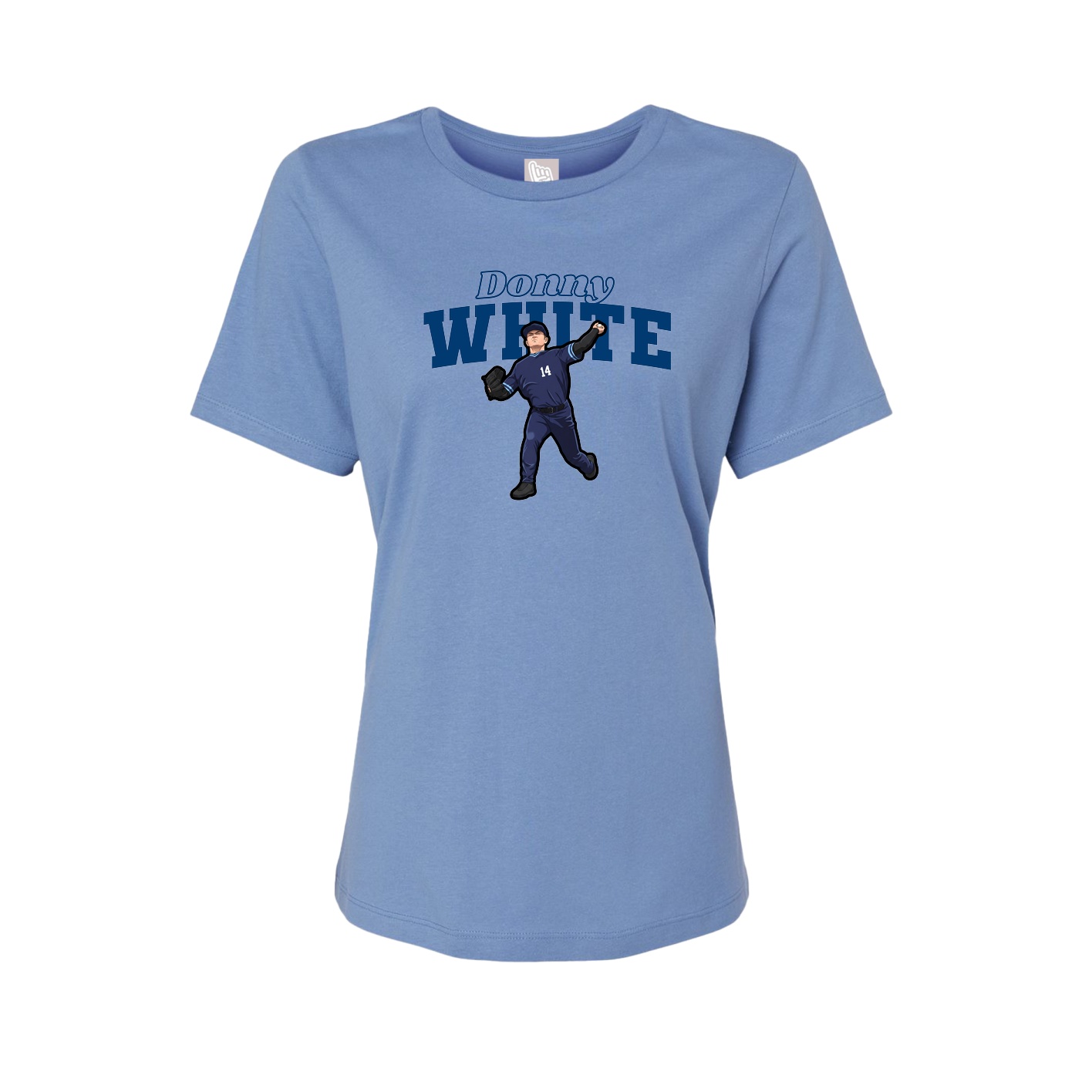 Fitted Women's Tee — Name Arch in Powder Blue