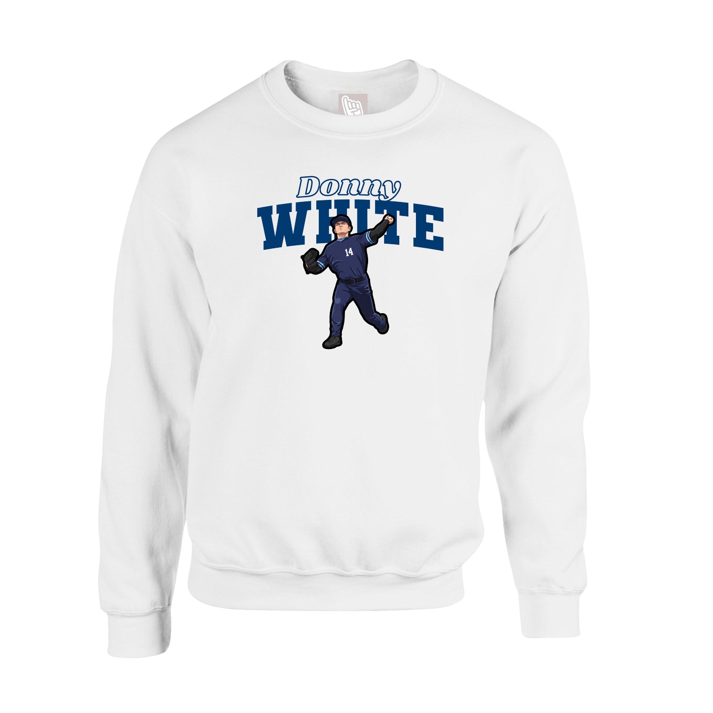 Fleece Crew — Name Arch in White