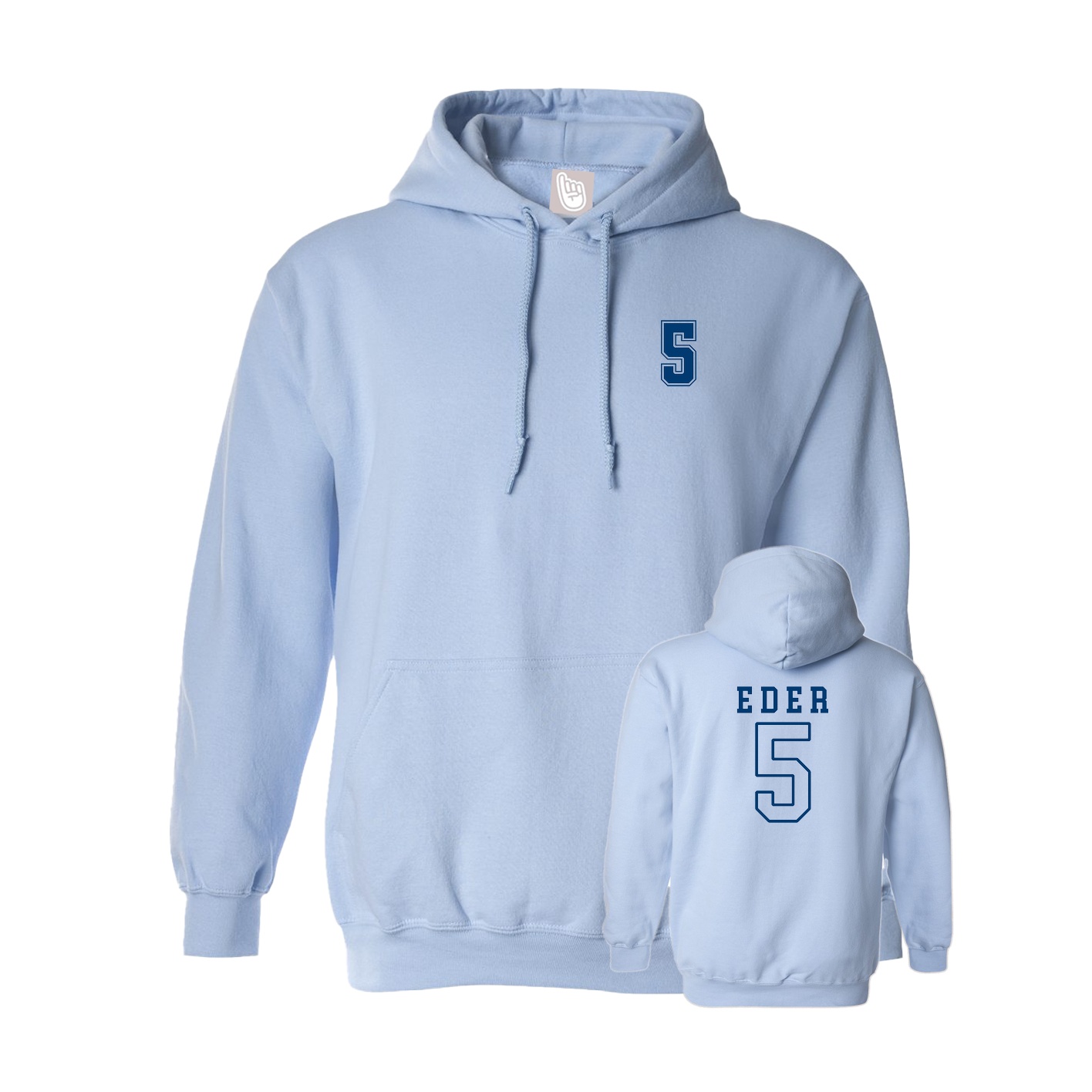 Hoodie — Chest Back in Light Blue