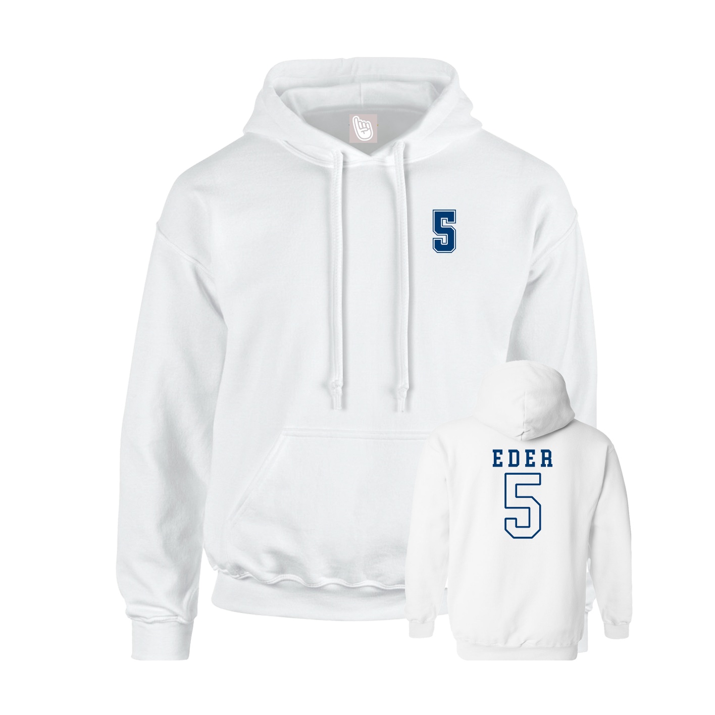 Youth Hoodie — Chest Back in White