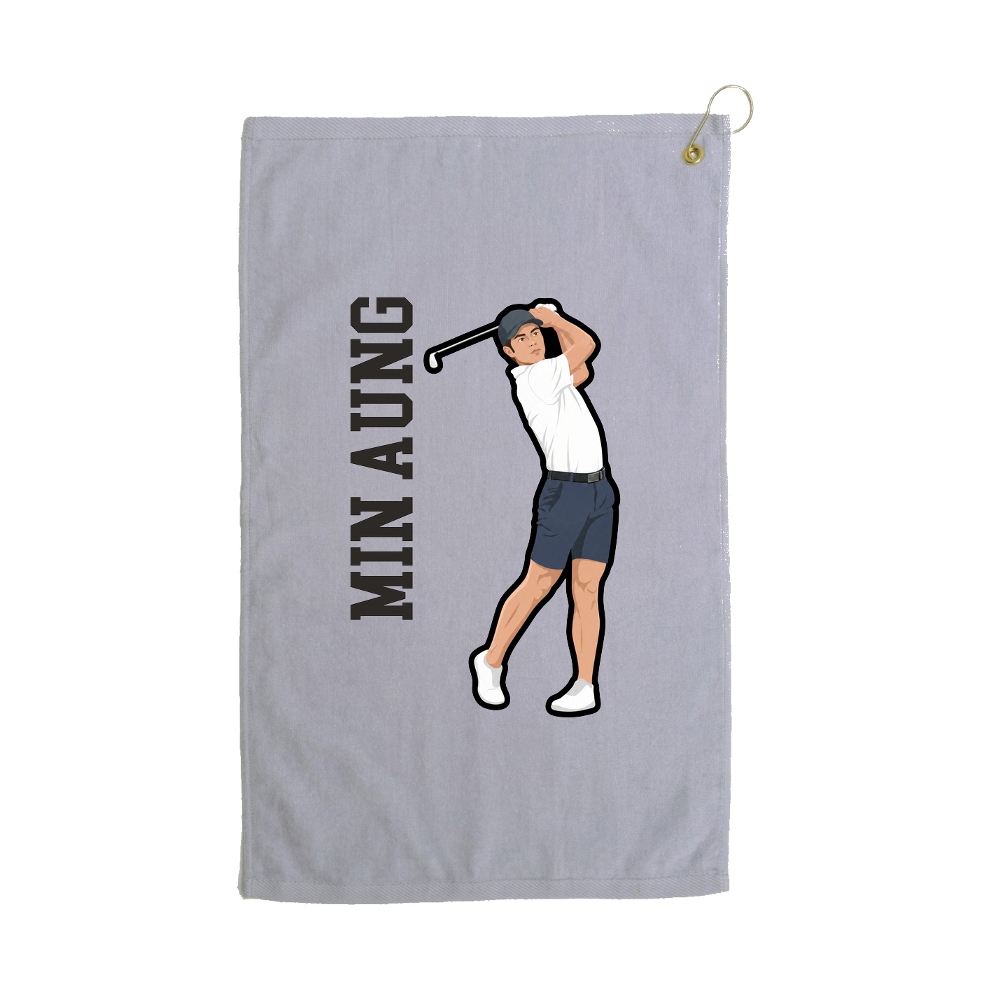 Golf Towel — Name Vertical in Grey