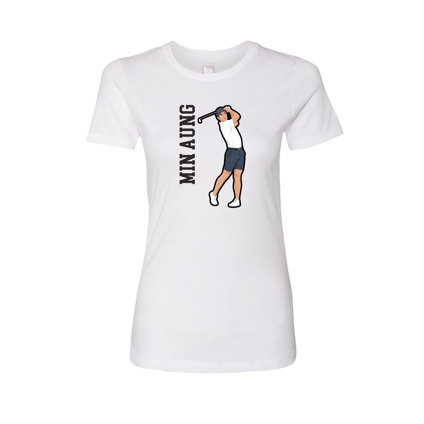 Fitted Women's Tee — Name Vertical in White