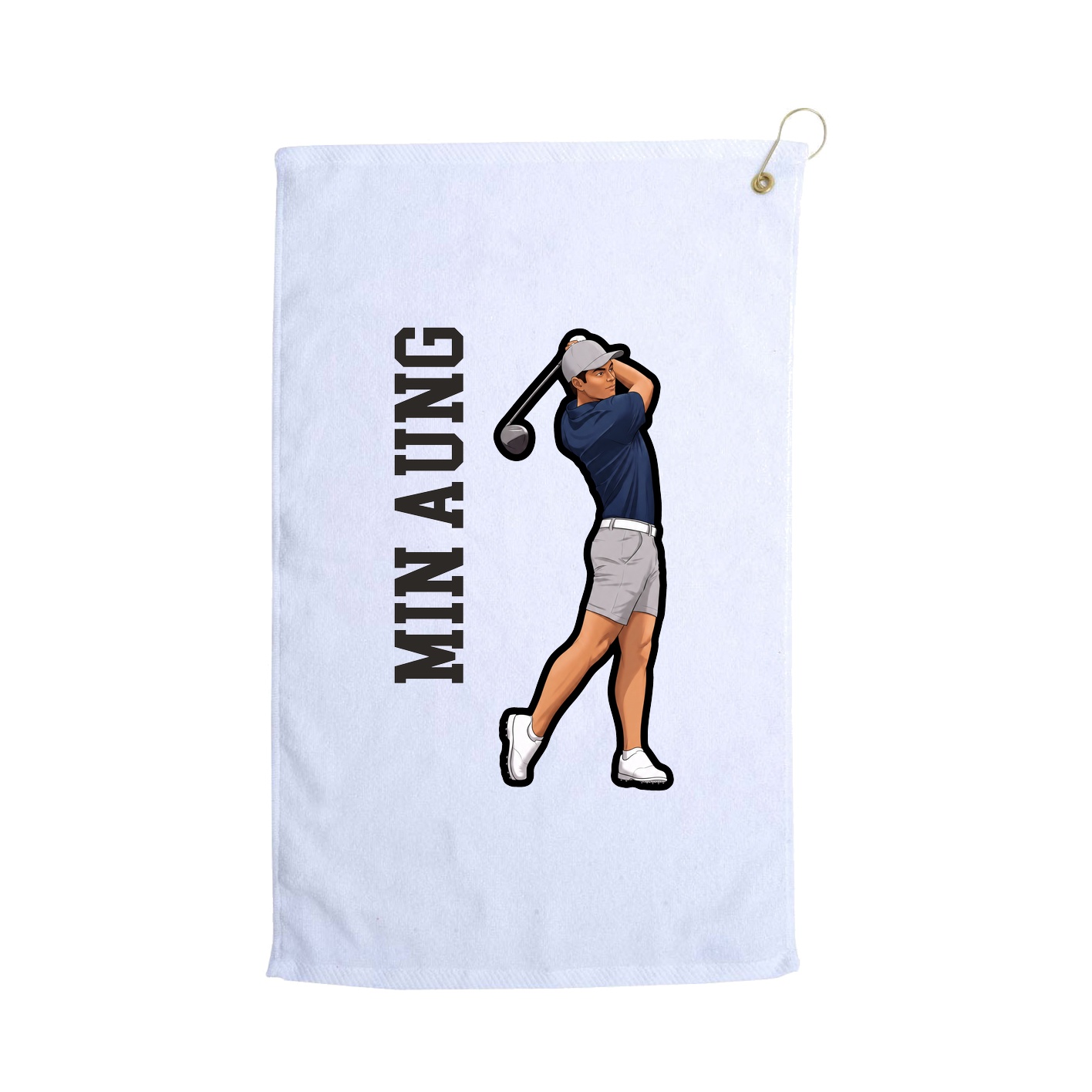 Golf Towel — Name Vertical in White