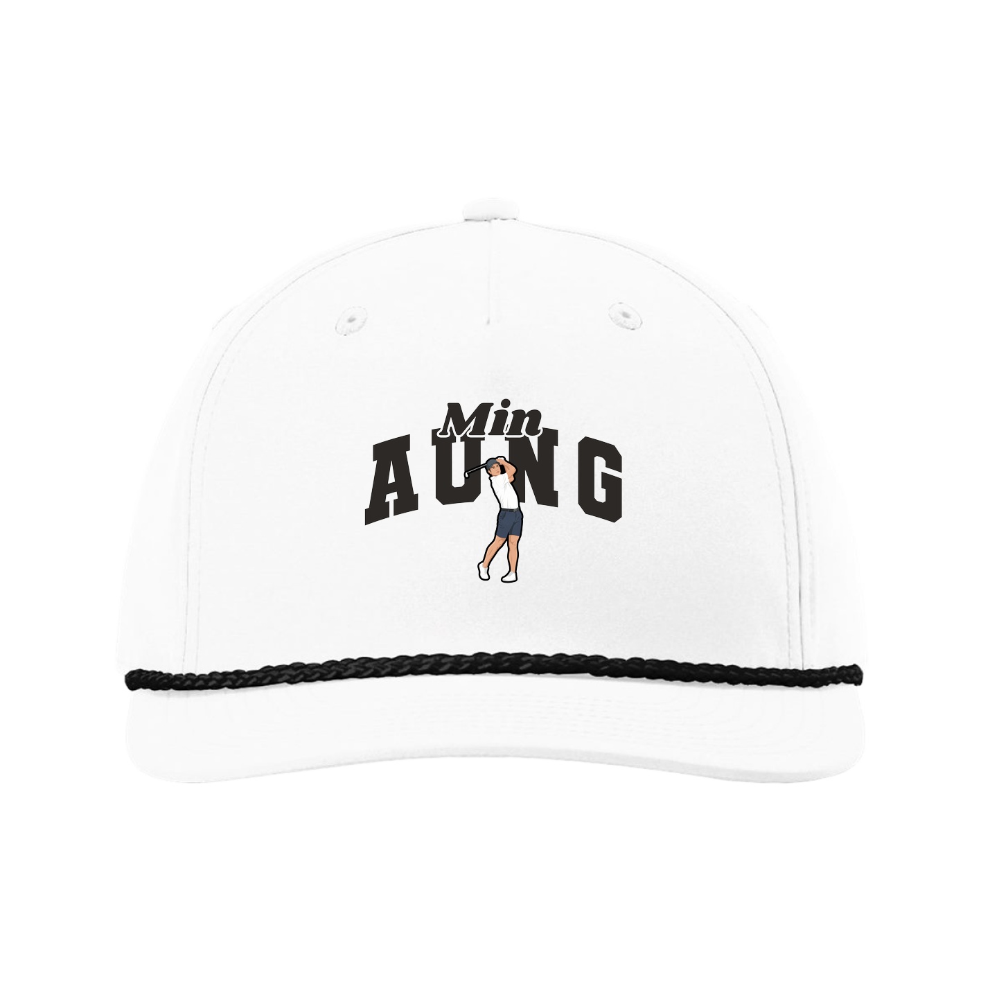 Five-Panel Classic Rope Cap — Signature Arch in White