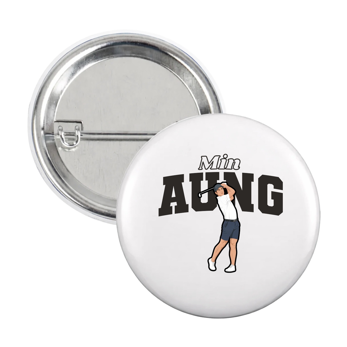 Game Day Button — Name Arch in White