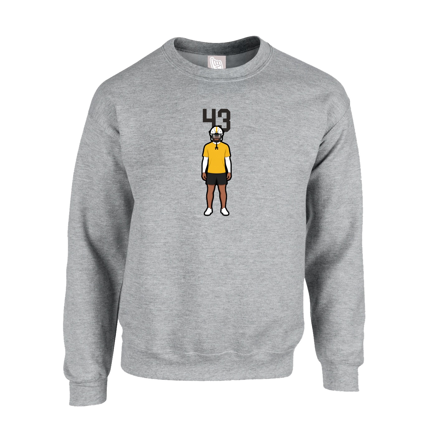 Fleece Crew — Number Top in Grey
