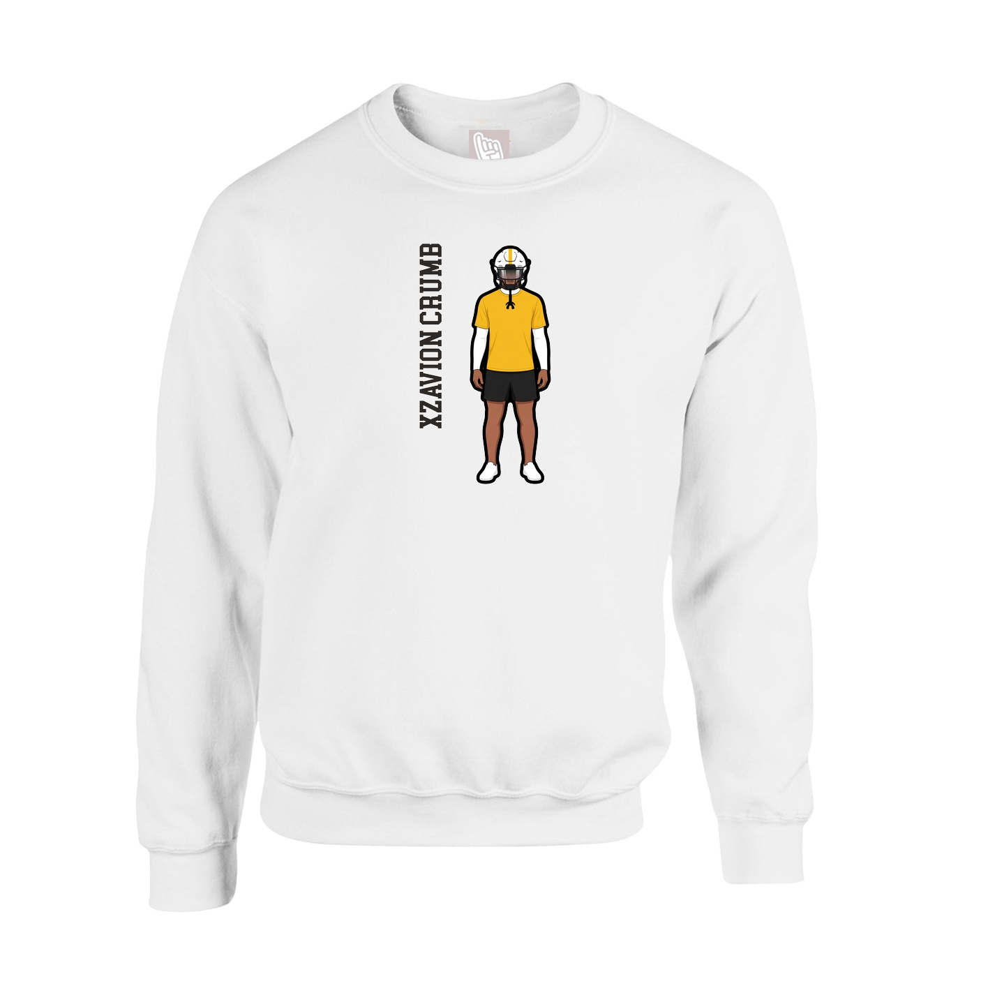 Fleece Crew — Name Vertical in White