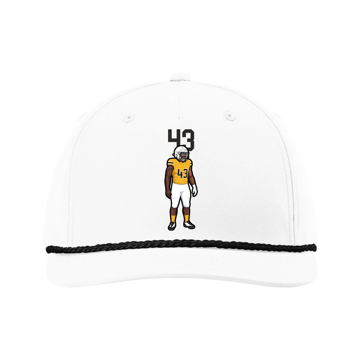 Five-Panel Classic Rope Cap — Number Top in White