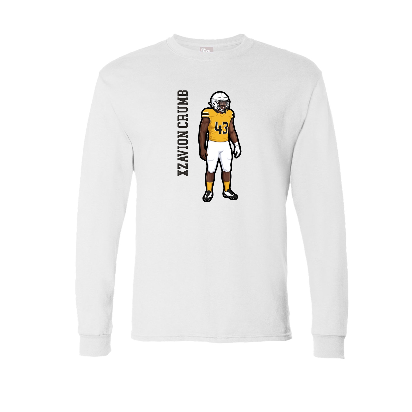 Long Sleeve Tee — Name Vertical in White