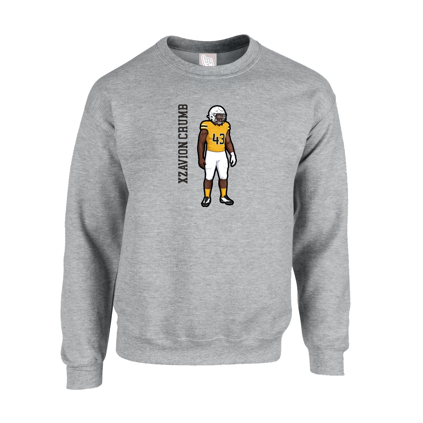 Fleece Crew — Name Vertical in Grey