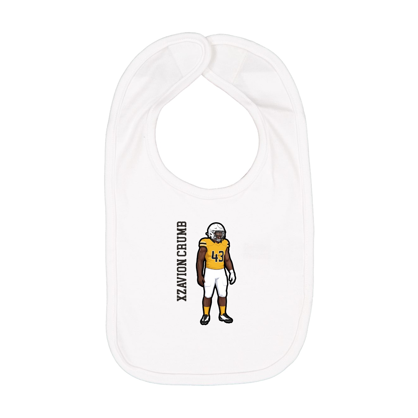 Infant Bib — Name Vertical in White
