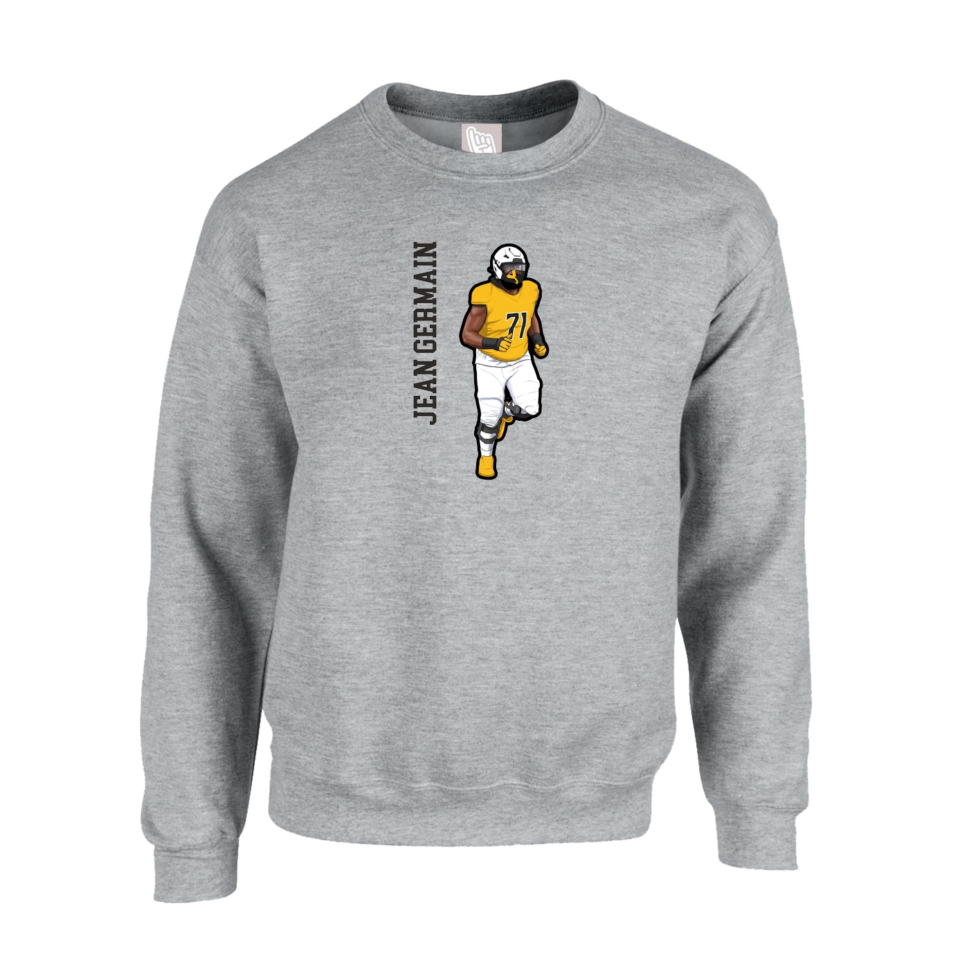 Fleece Crew — Name Vertical in Grey