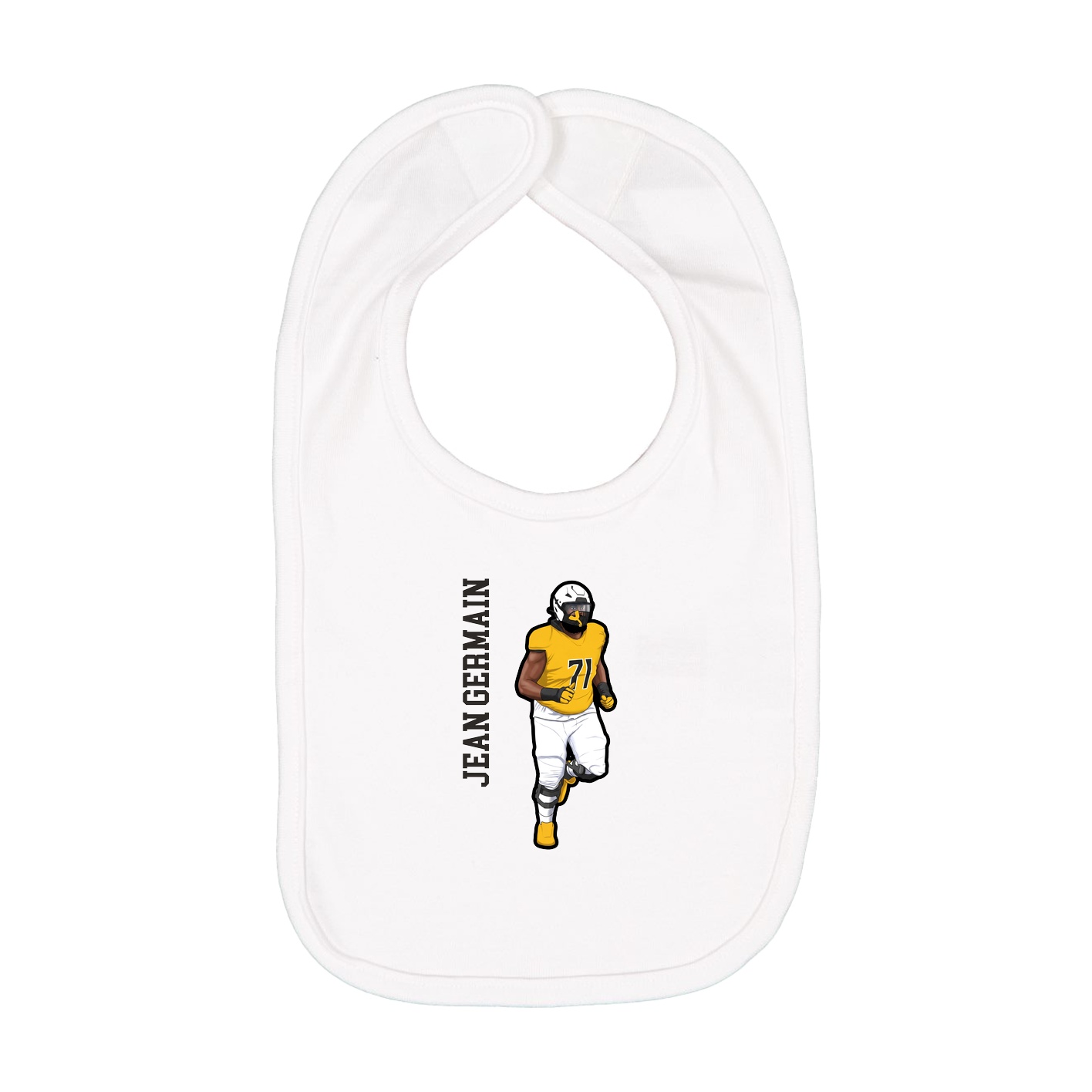 Infant Bib — Name Vertical in White