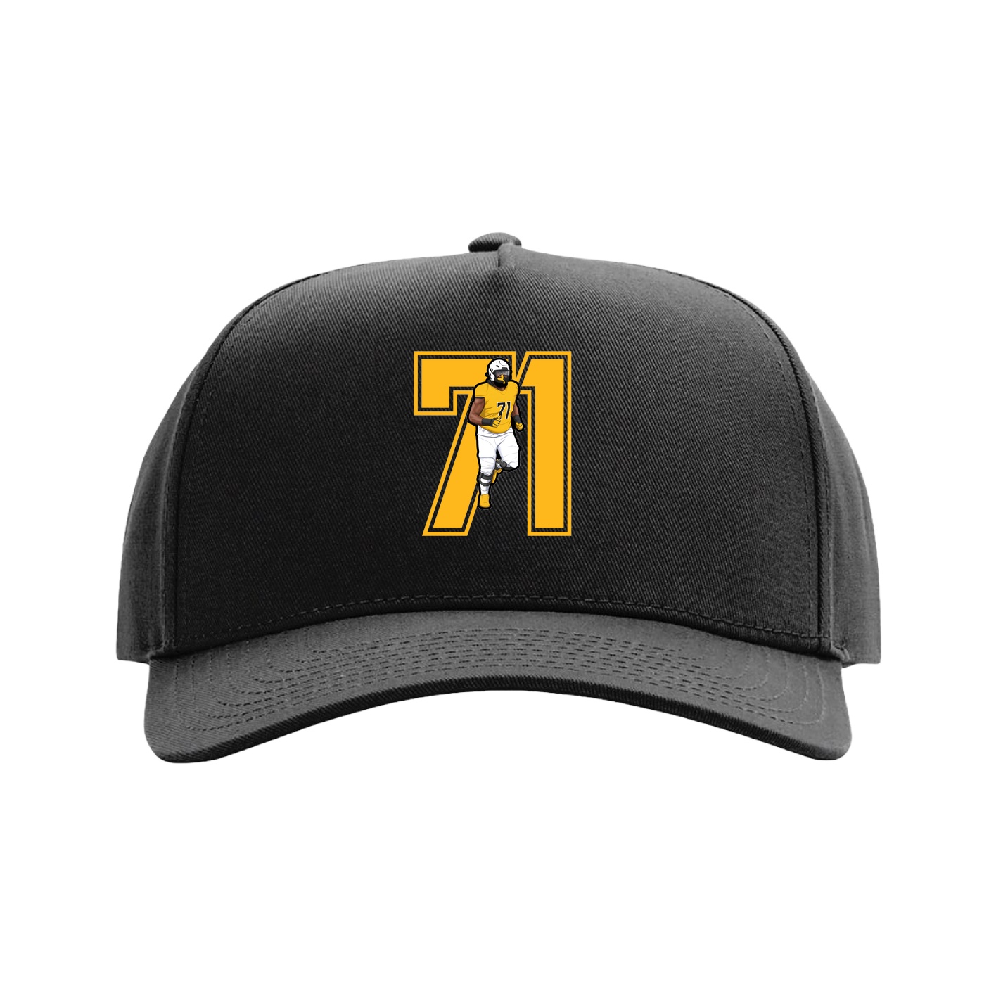 Full Fabric Five-Panel Champ Cap — Number in Black