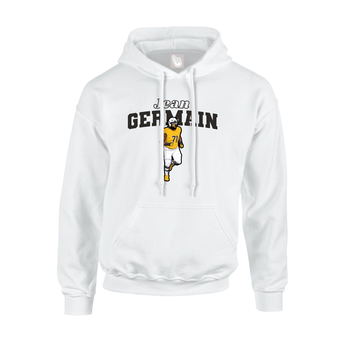 Youth Hoodie — Name Arch in White
