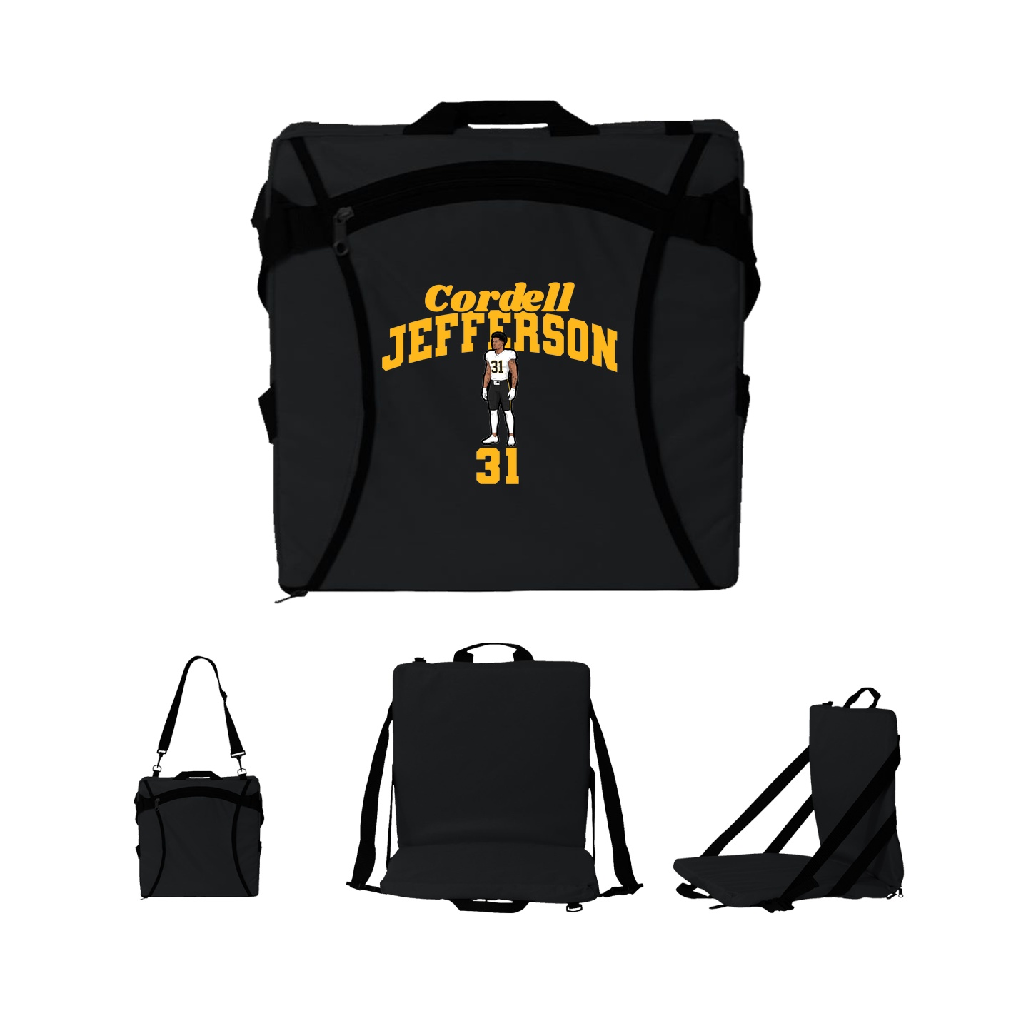 Folding Stadium Seat — Signature Arch in Black