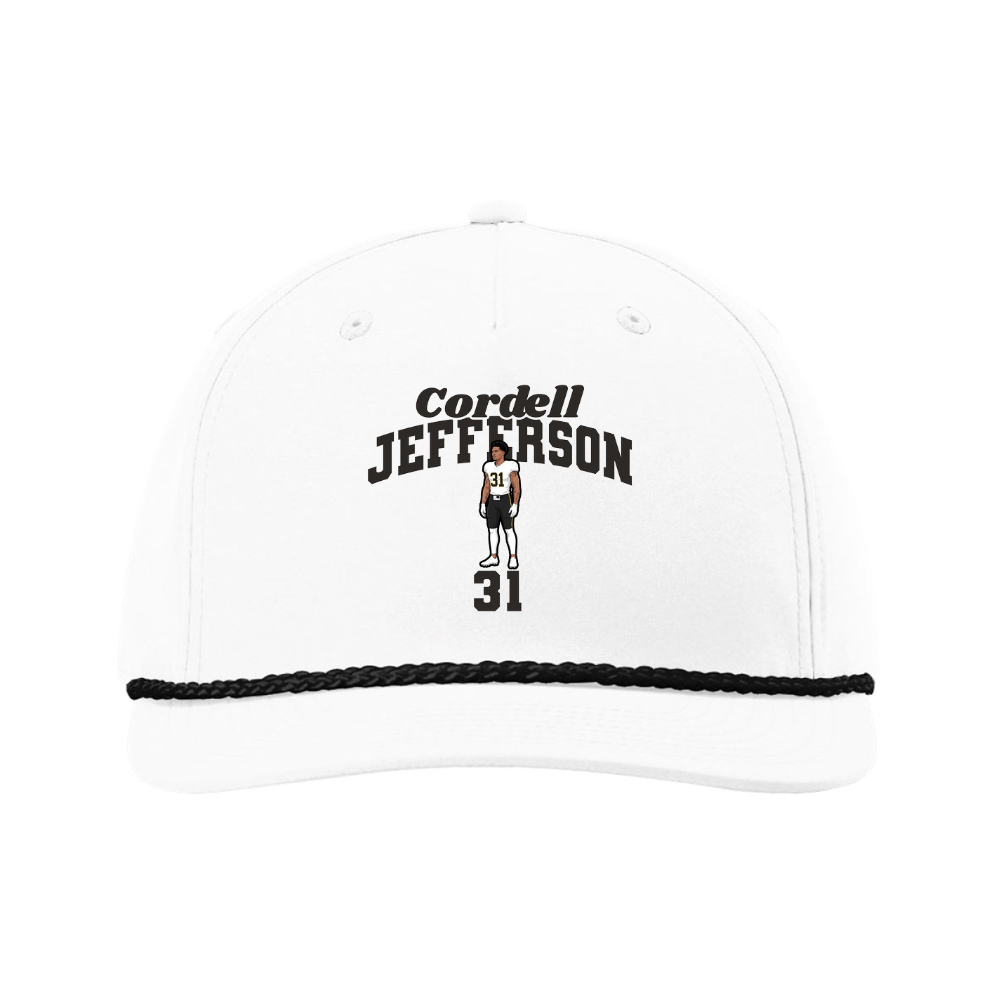 Five-Panel Classic Rope Cap — Signature Arch in White