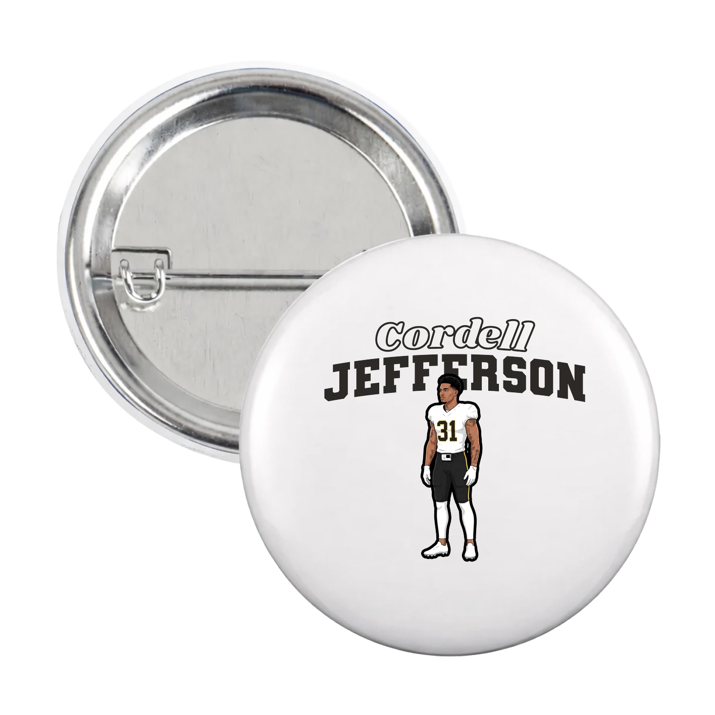 Game Day Button — Name Arch in White