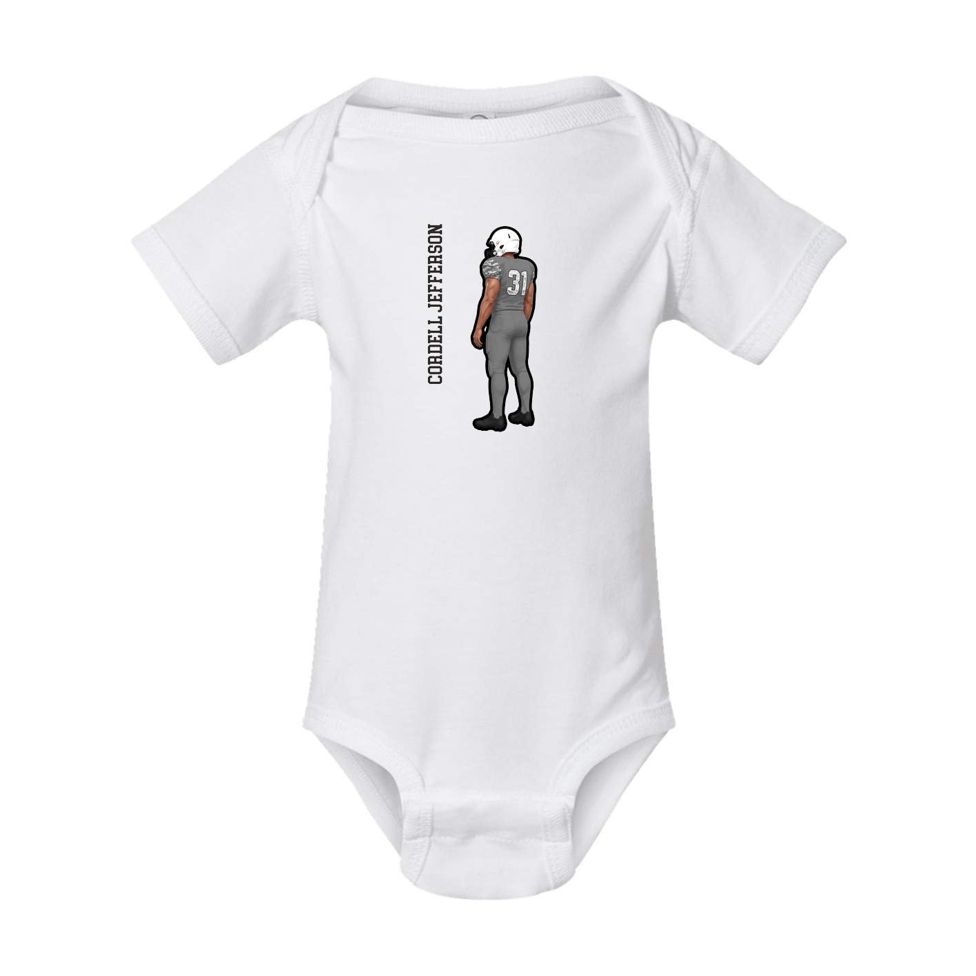 Baby Onesie — Name Vertical in White