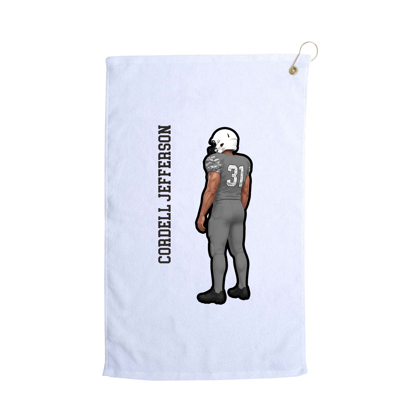 Golf Towel — Name Vertical in White