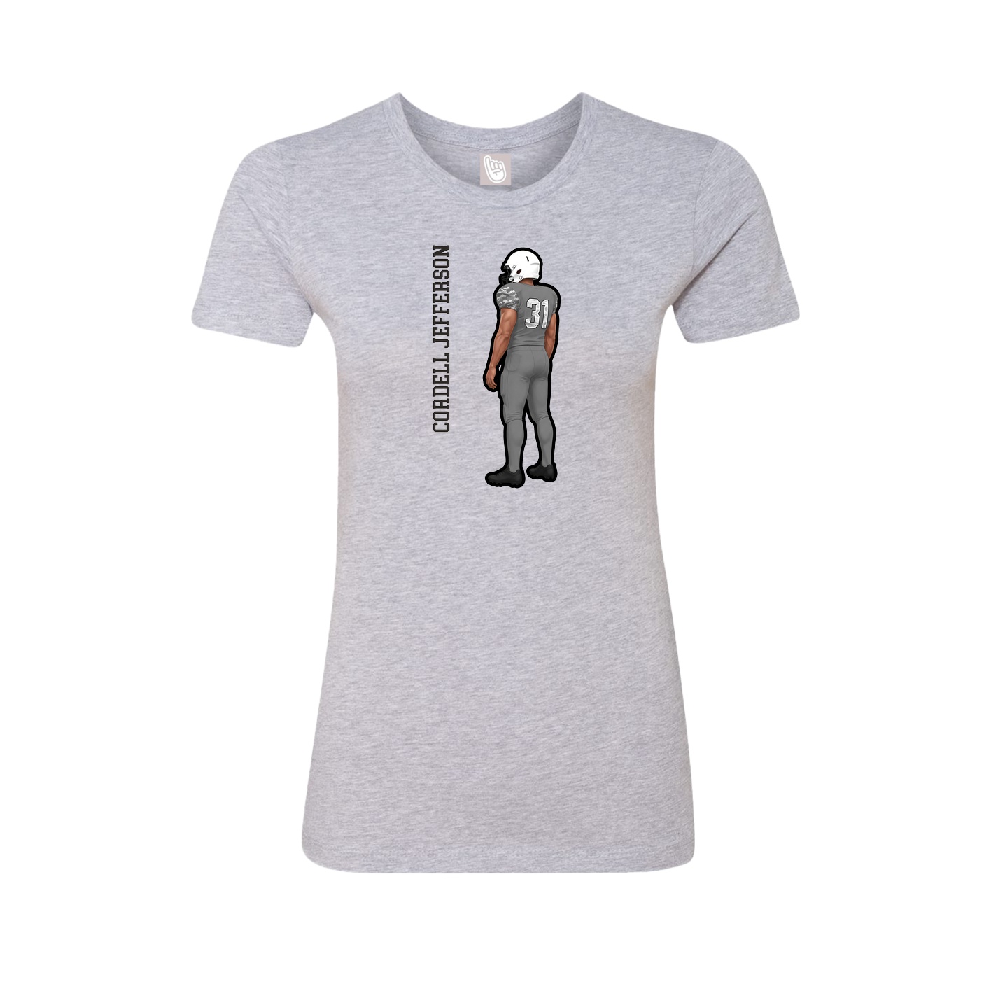 Womens Tee — Name Vertical in Grey