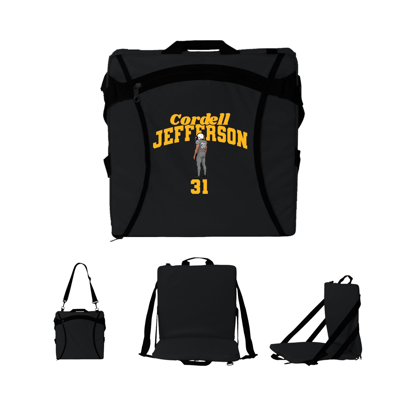 Folding Stadium Seat — Signature Arch in Black