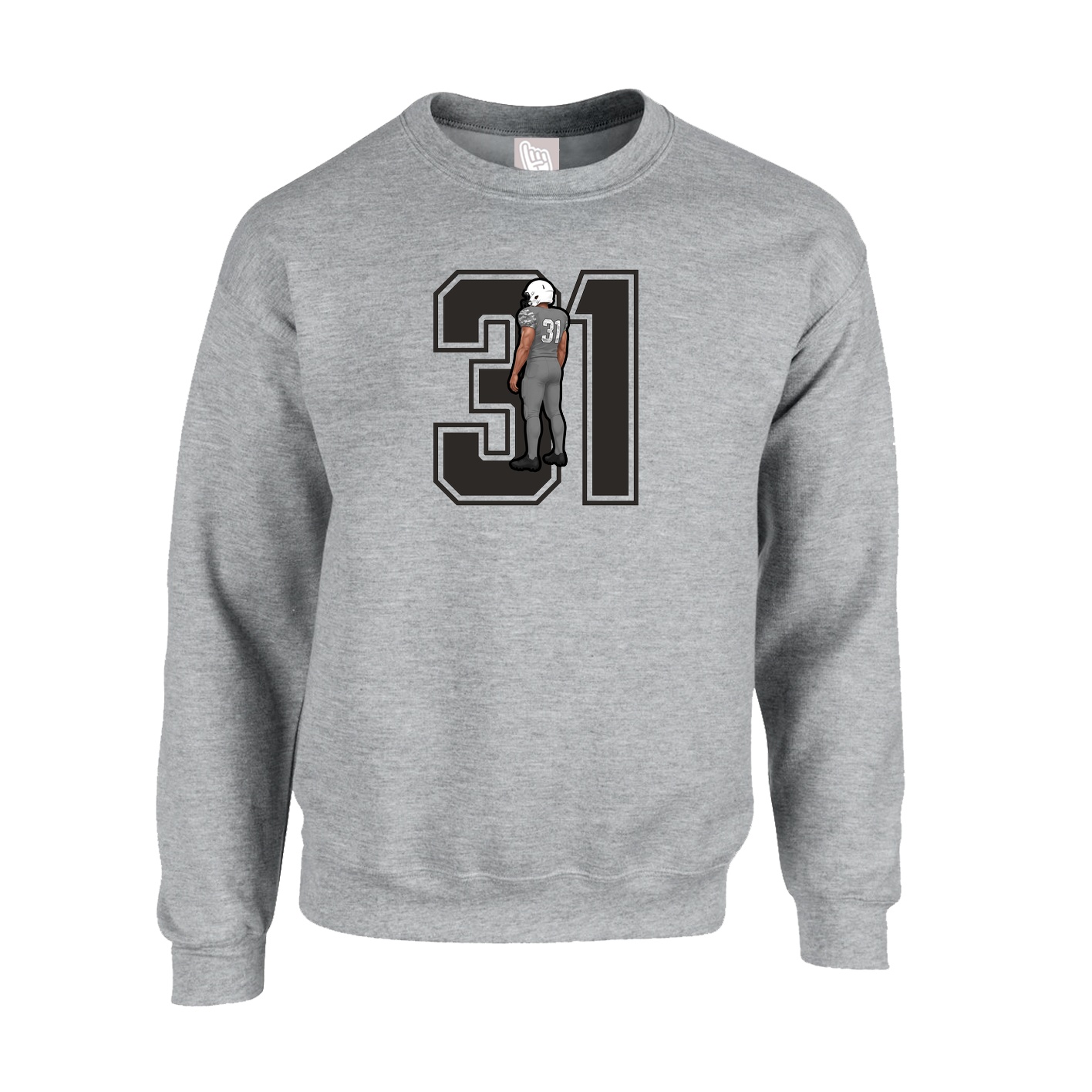 Fleece Crew — Number in Grey