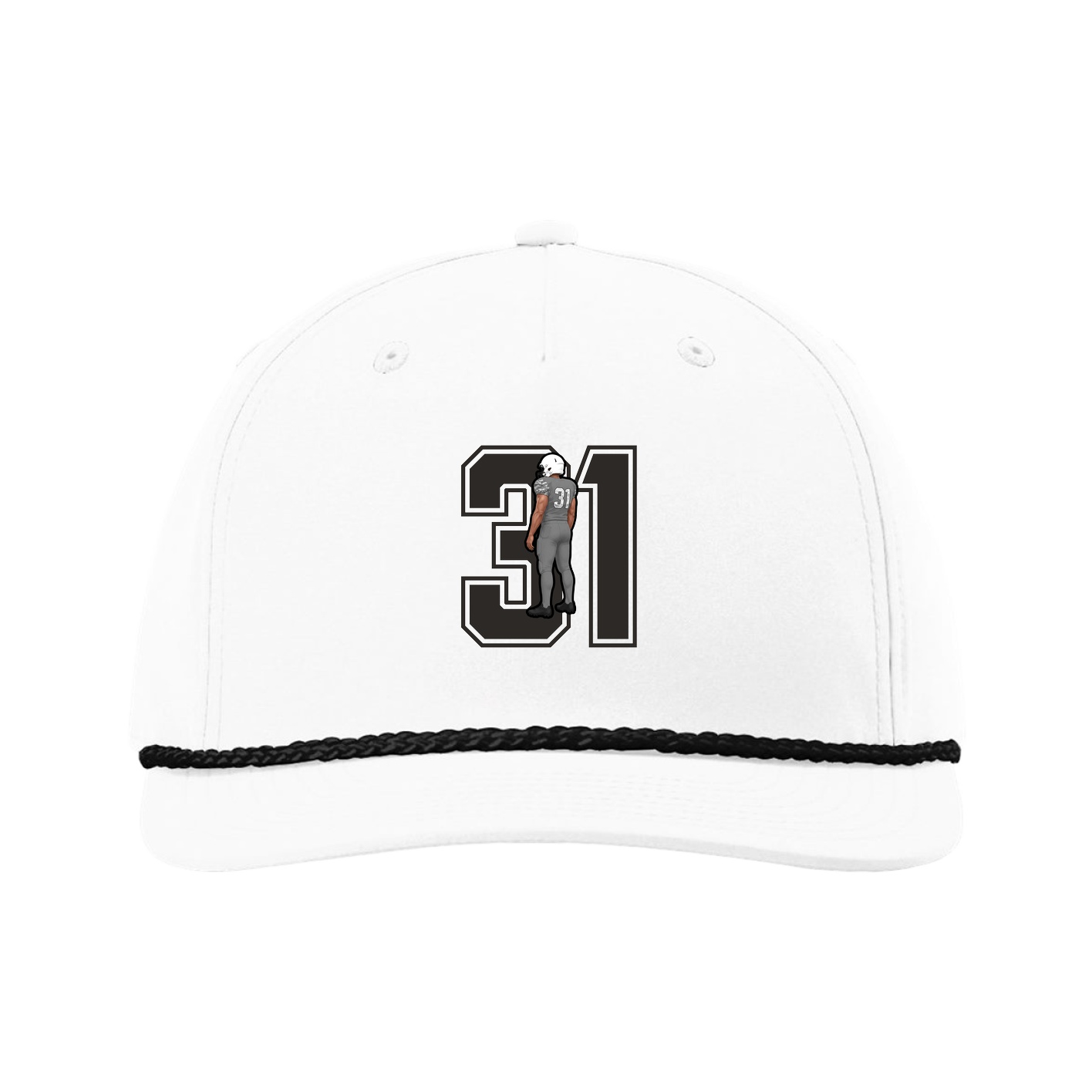 Five-Panel Classic Rope Cap — Number in White