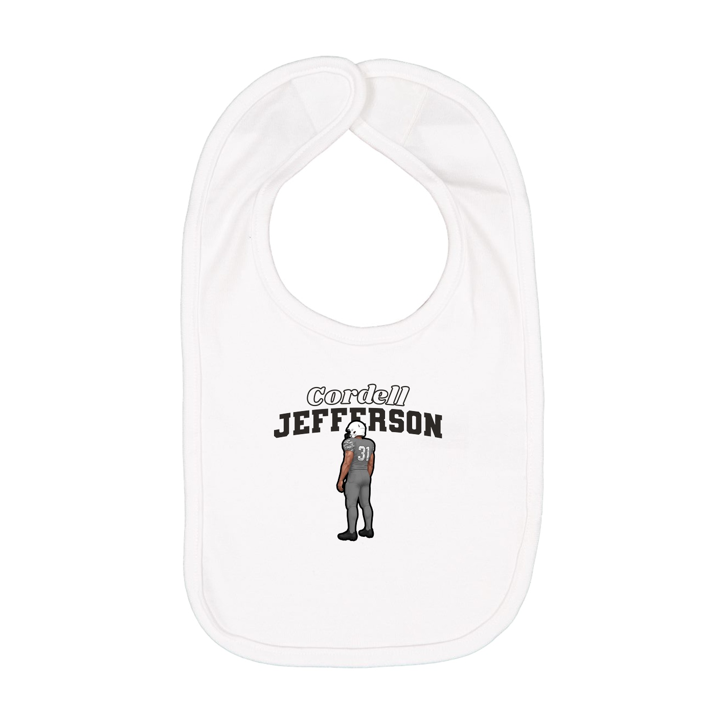 Infant Bib — Name Arch in White