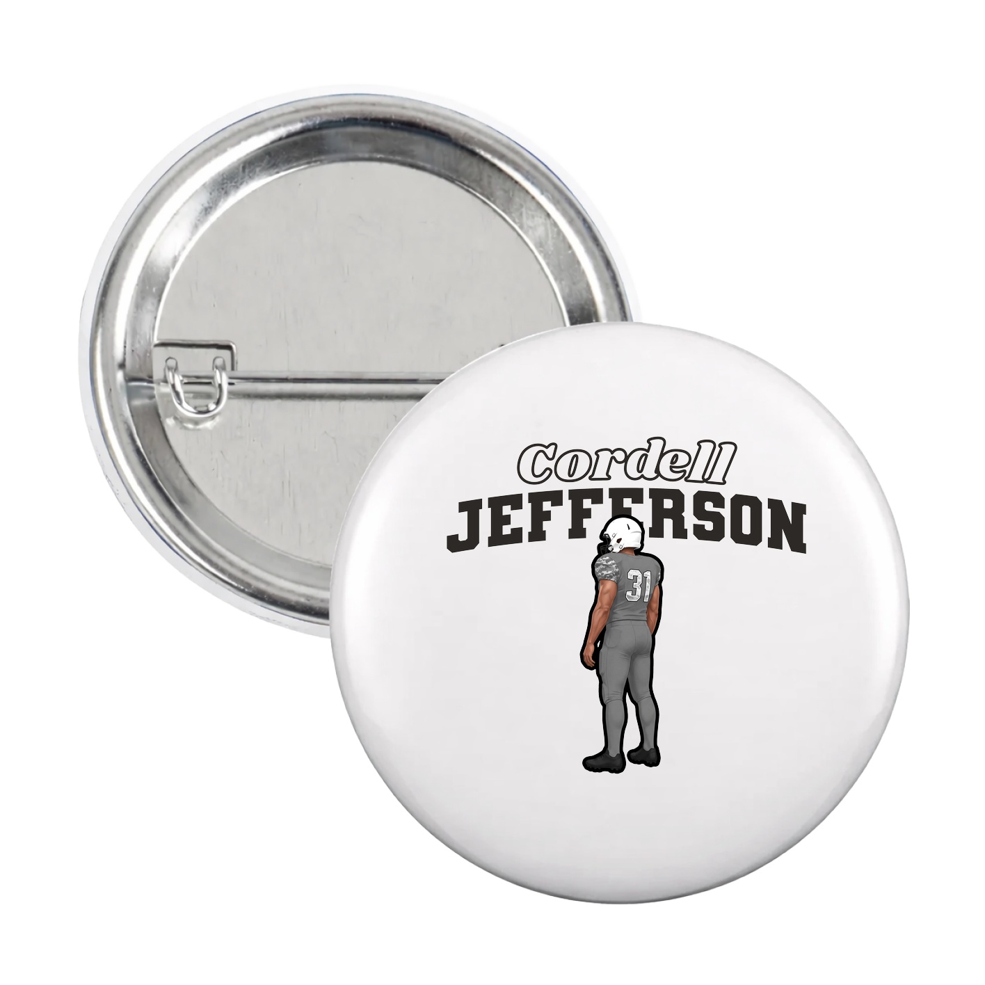 Game Day Button — Name Arch in White