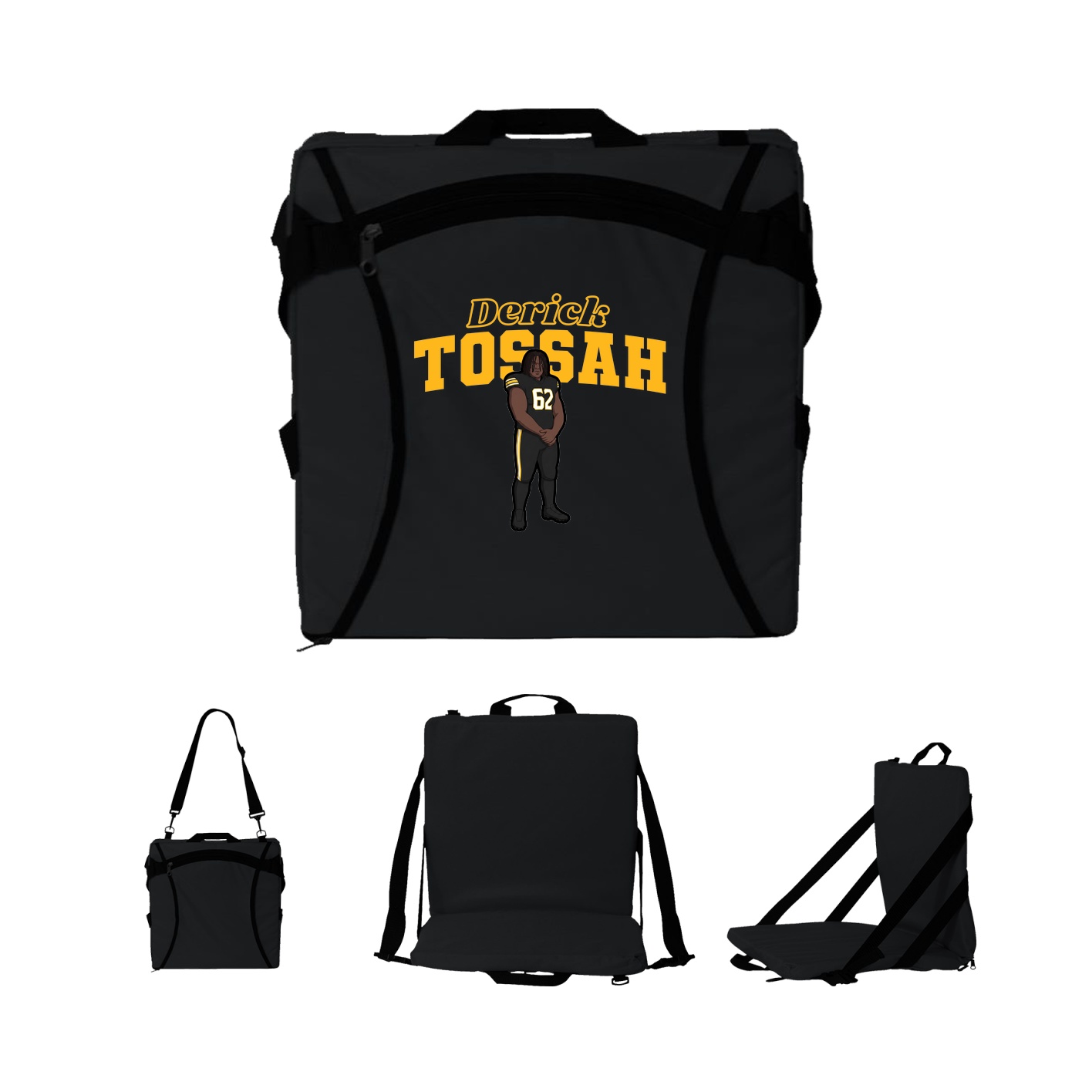 Folding Stadium Seat — Name Arch in Black