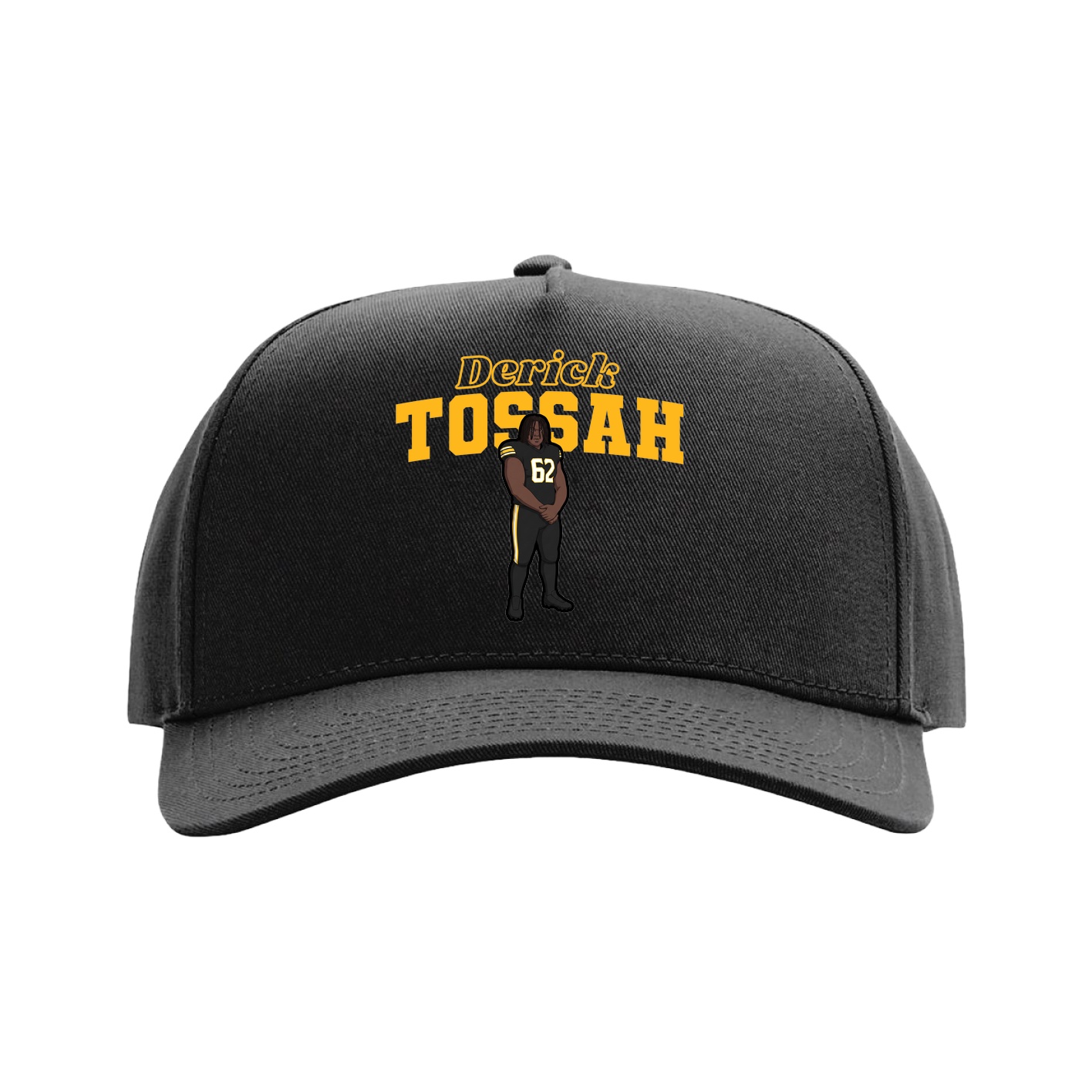 Full Fabric Five-Panel Champ Cap — Name Arch in Black