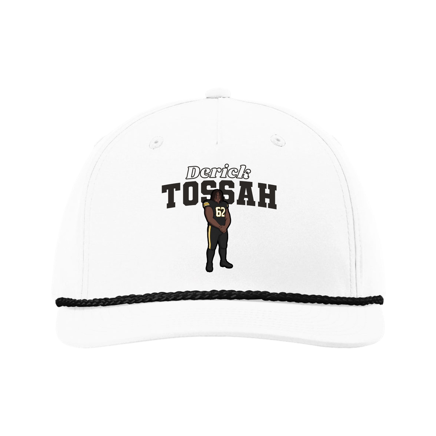 Five-Panel Classic Rope Cap — Name Arch in White