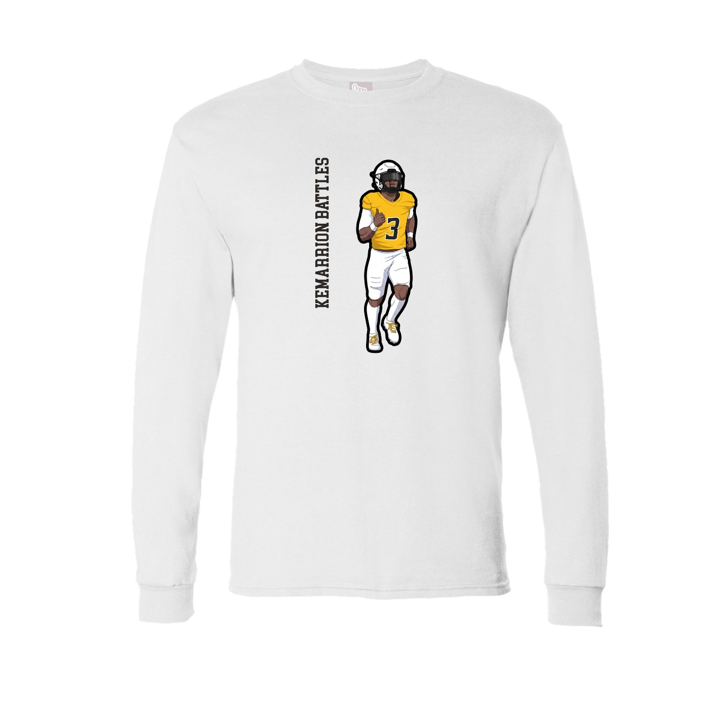 Long Sleeve Tee — Name Vertical in White