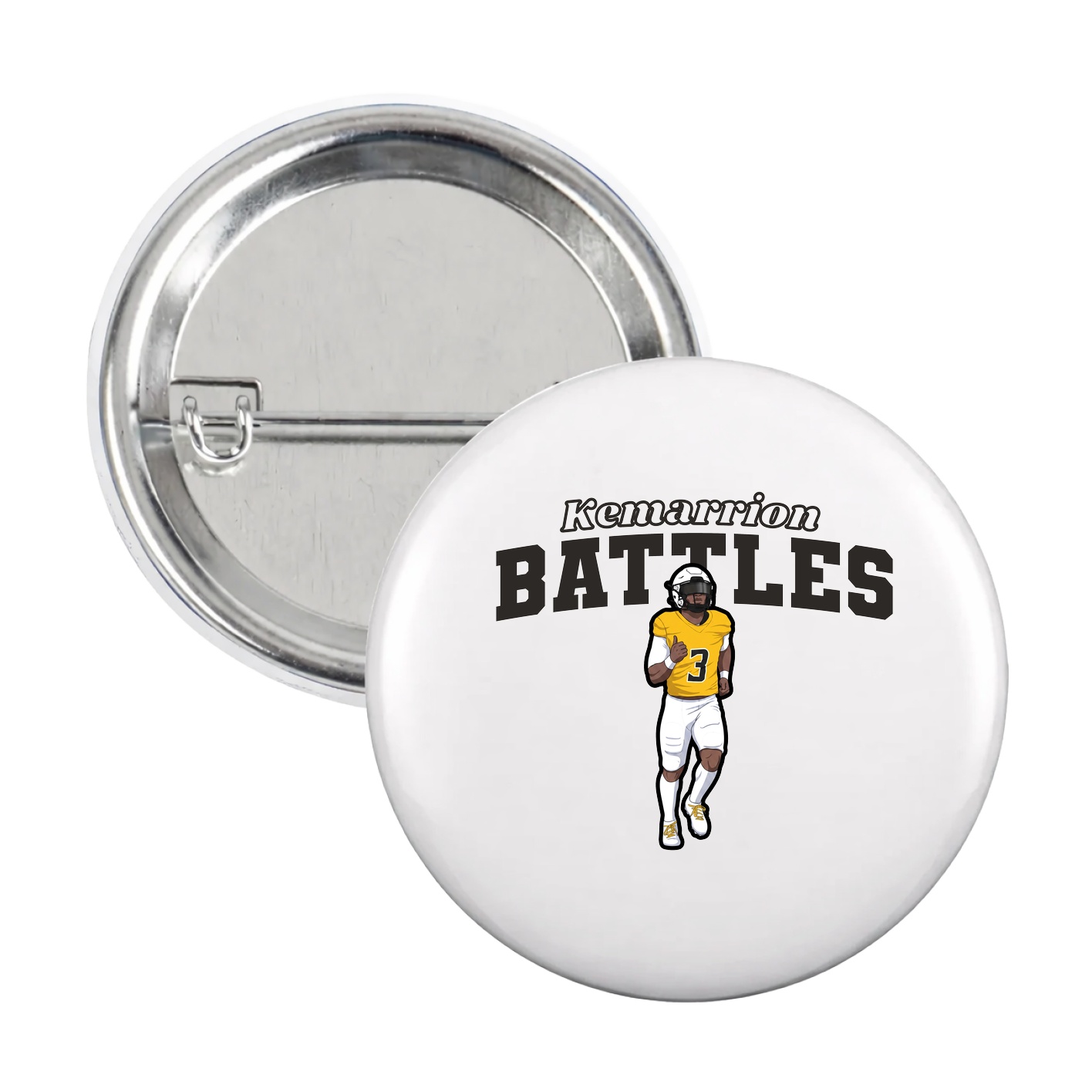 Game Day Button — Name Arch in White