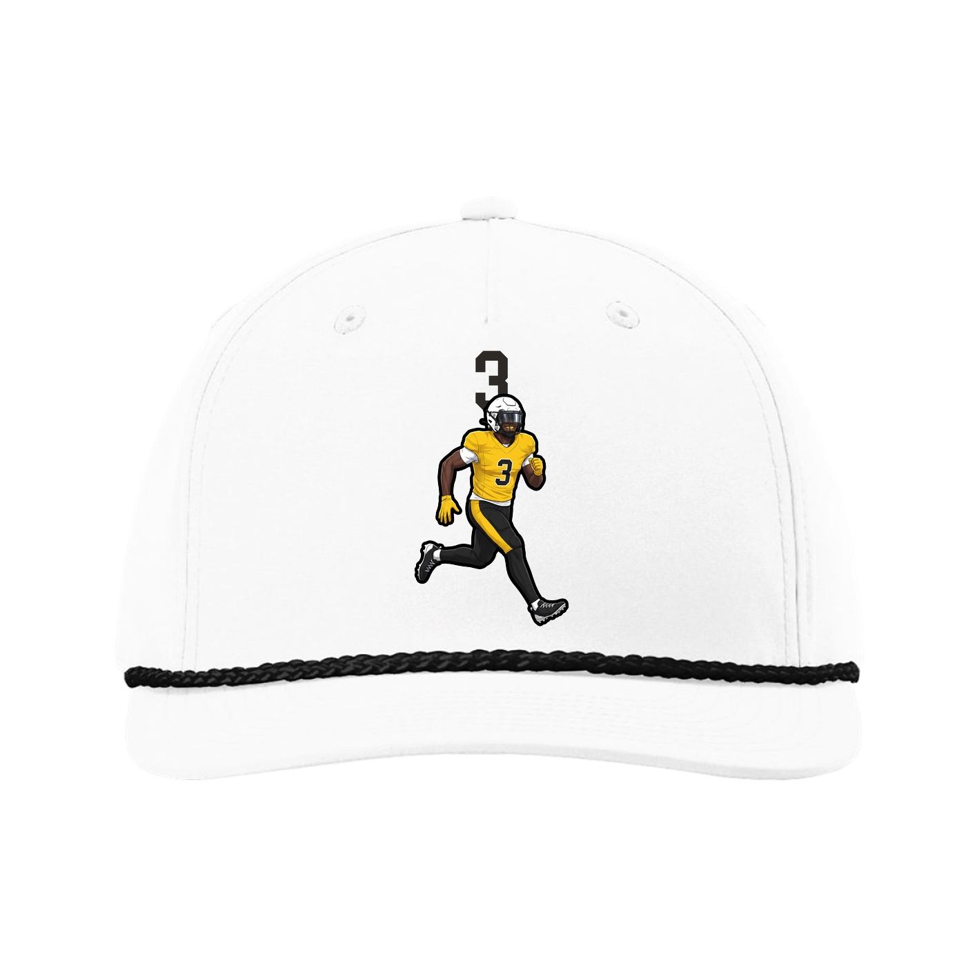 Five-Panel Classic Rope Cap — Number Top in White