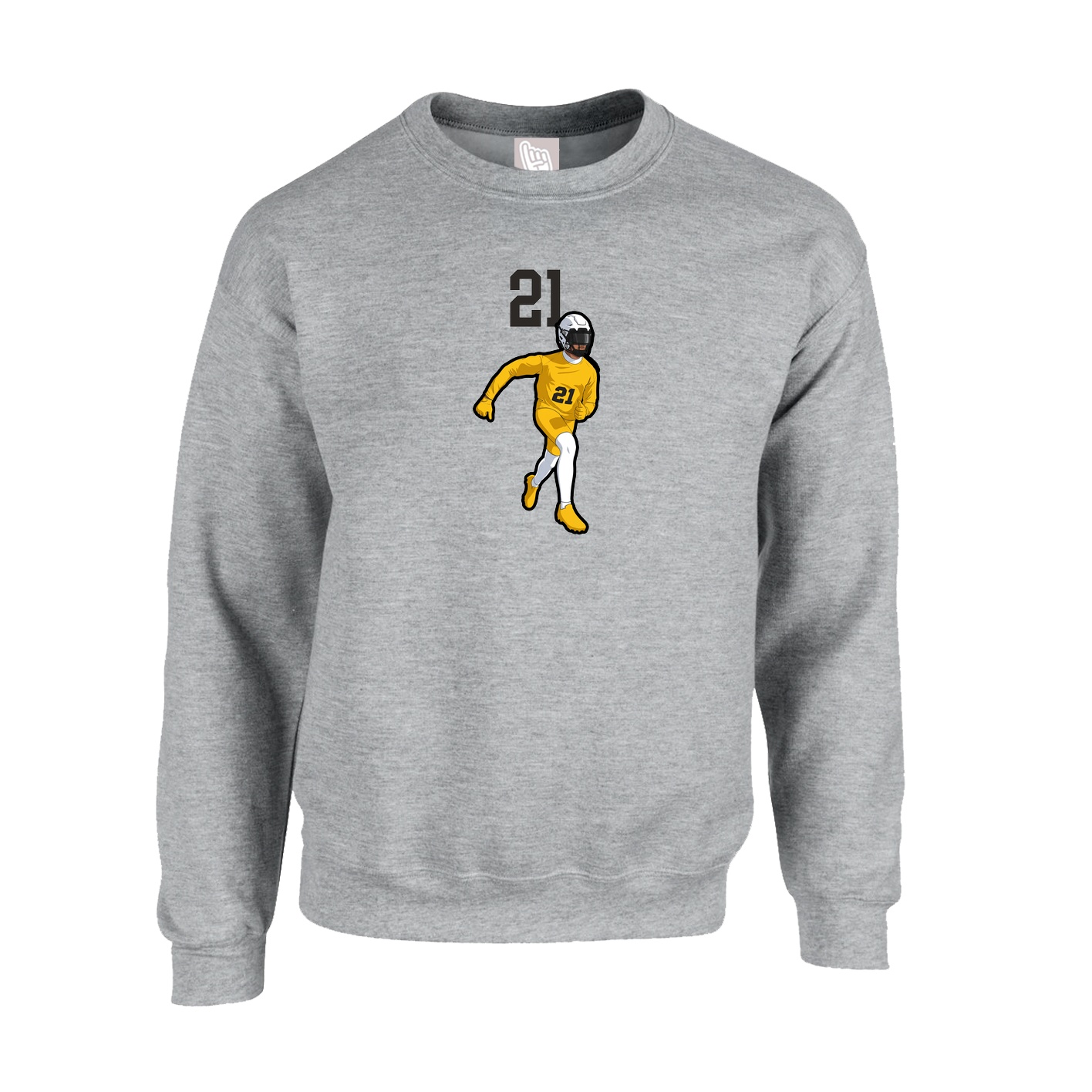 Fleece Crew — Number Top in Grey