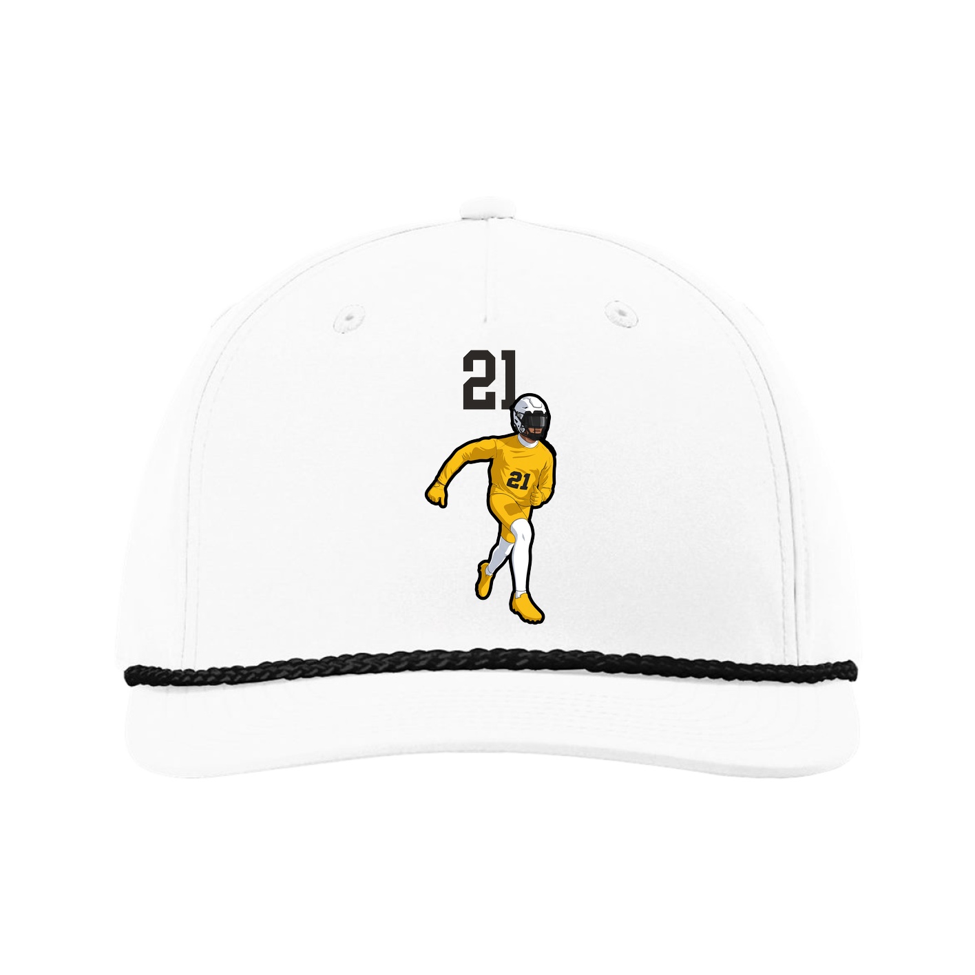 Five-Panel Classic Rope Cap — Number Top in White