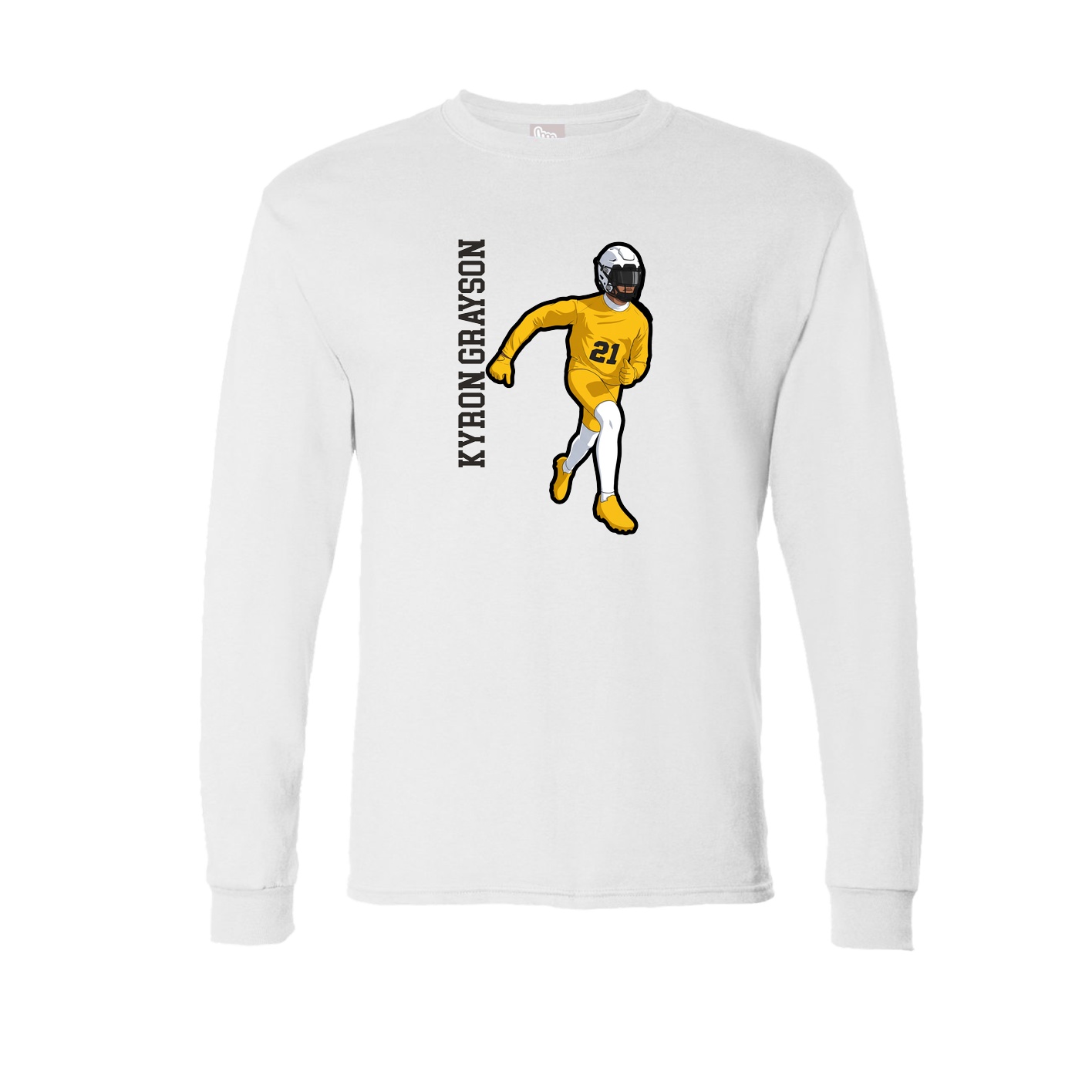 Long Sleeve Tee — Name Vertical in White