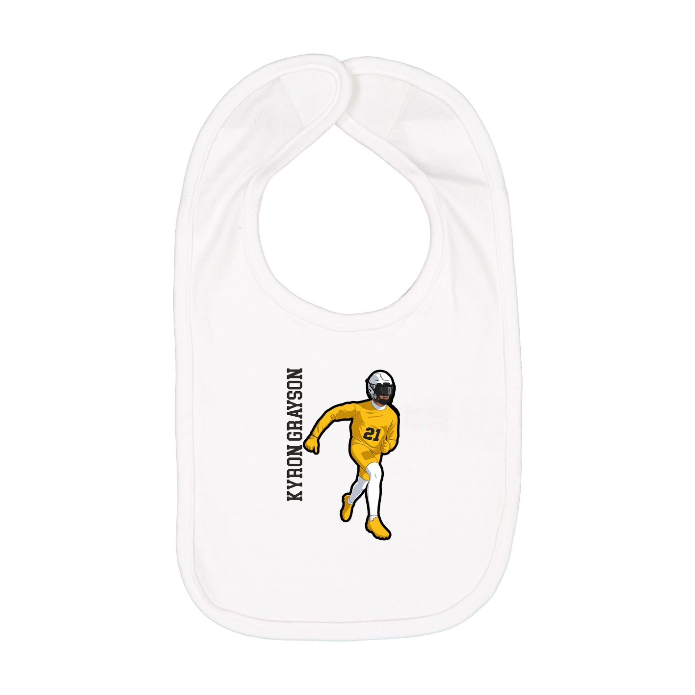 Infant Bib — Name Vertical in White