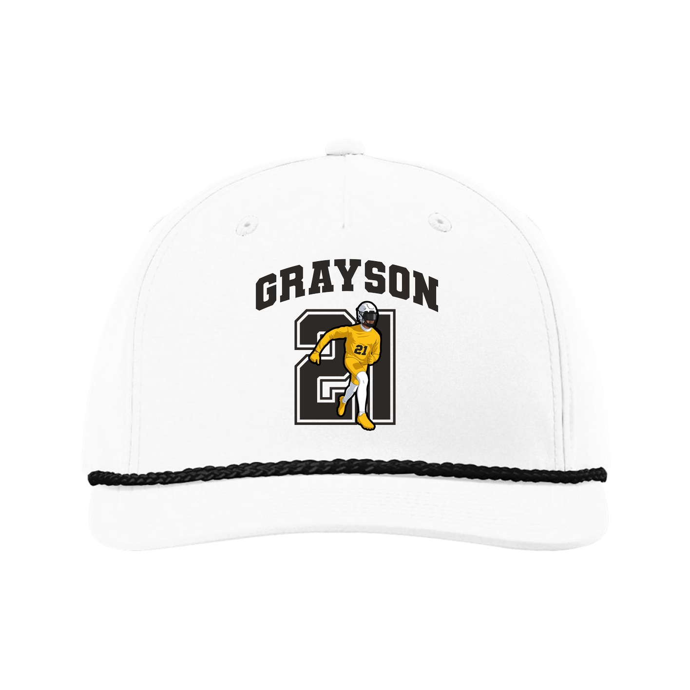 Five-Panel Classic Rope Cap — Number in White