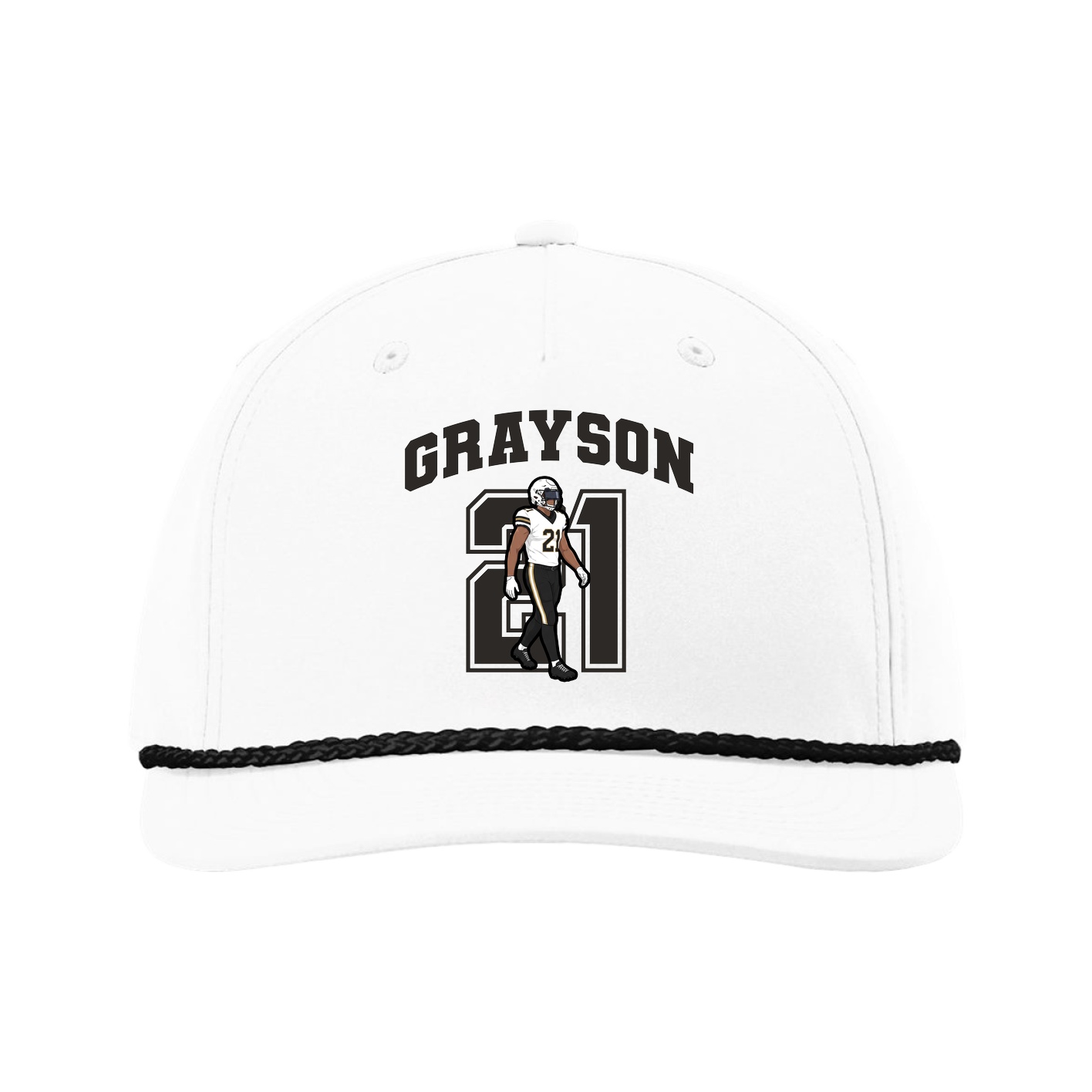 Five-Panel Classic Rope Cap — Number in White