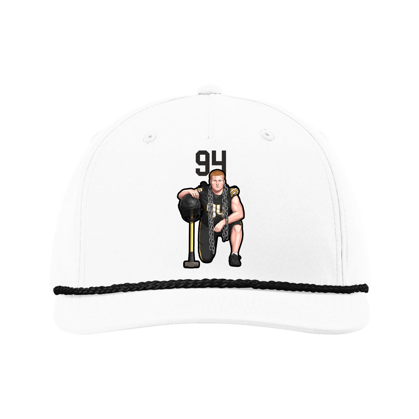 Five-Panel Classic Rope Cap — Number Top in White