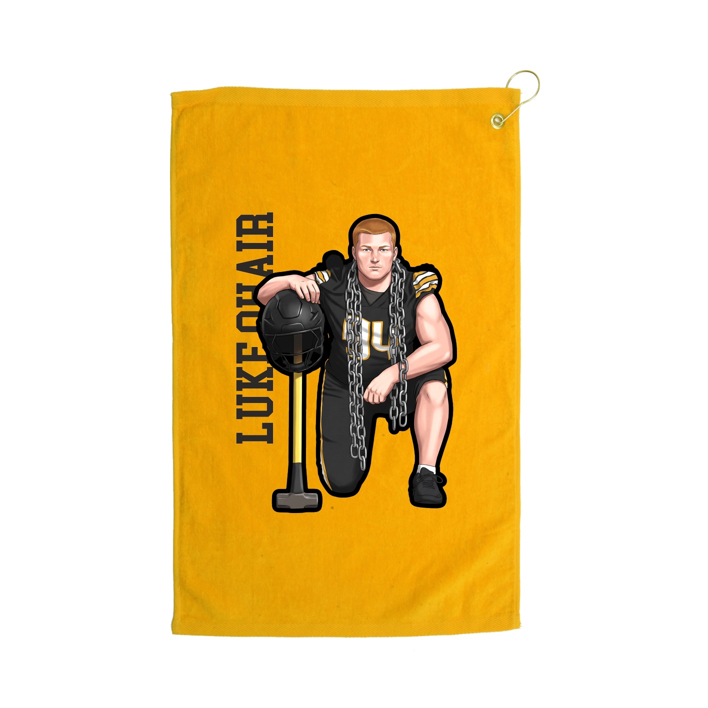 Golf Towel — Name Vertical in Gold