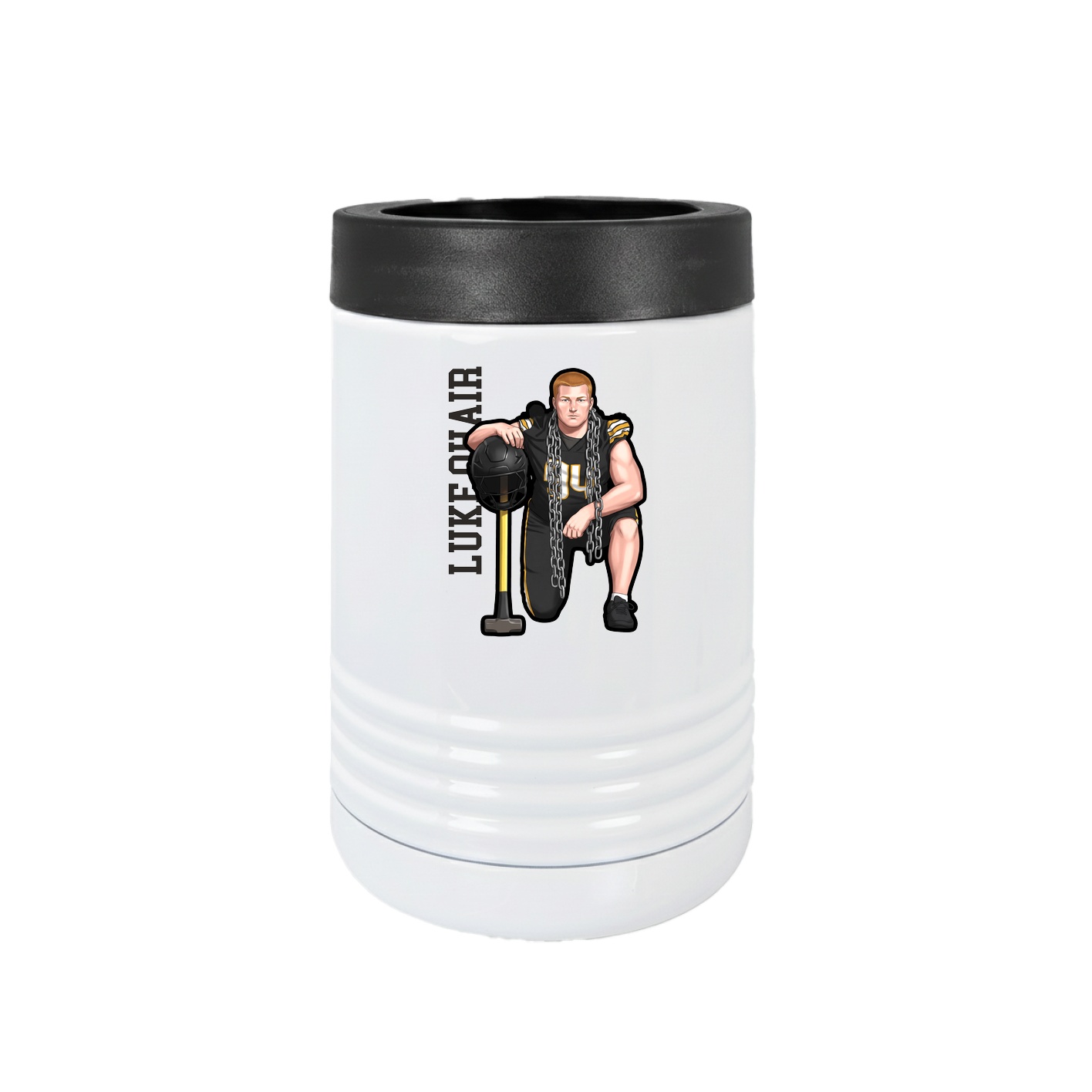Beverage Holder — Name Vertical in White