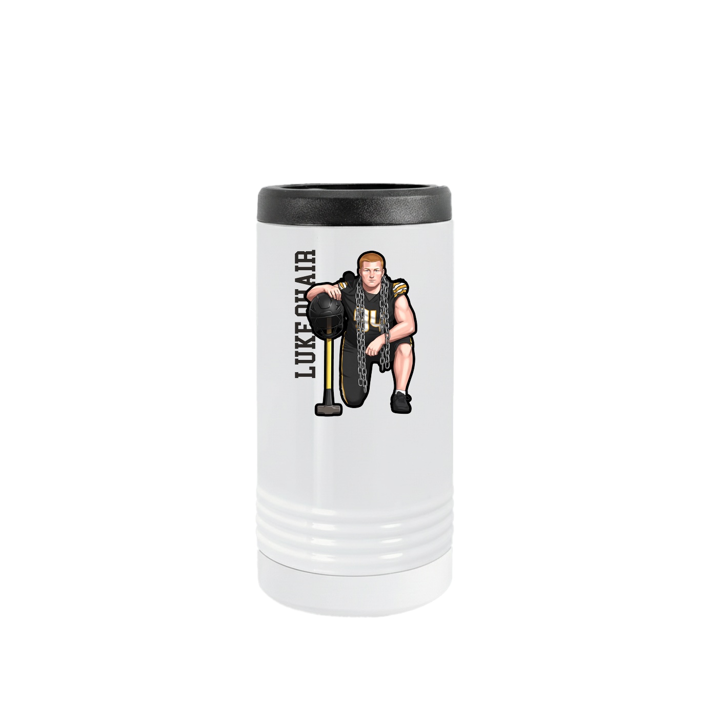 Slim Beverage Holder — Name Vertical in White