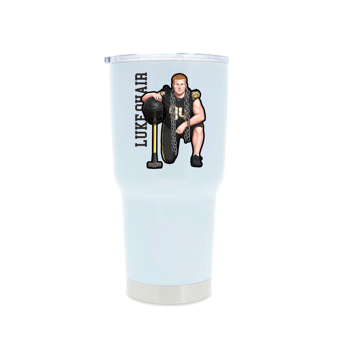 30oz Stainless Steel Tumbler — Name Vertical in White